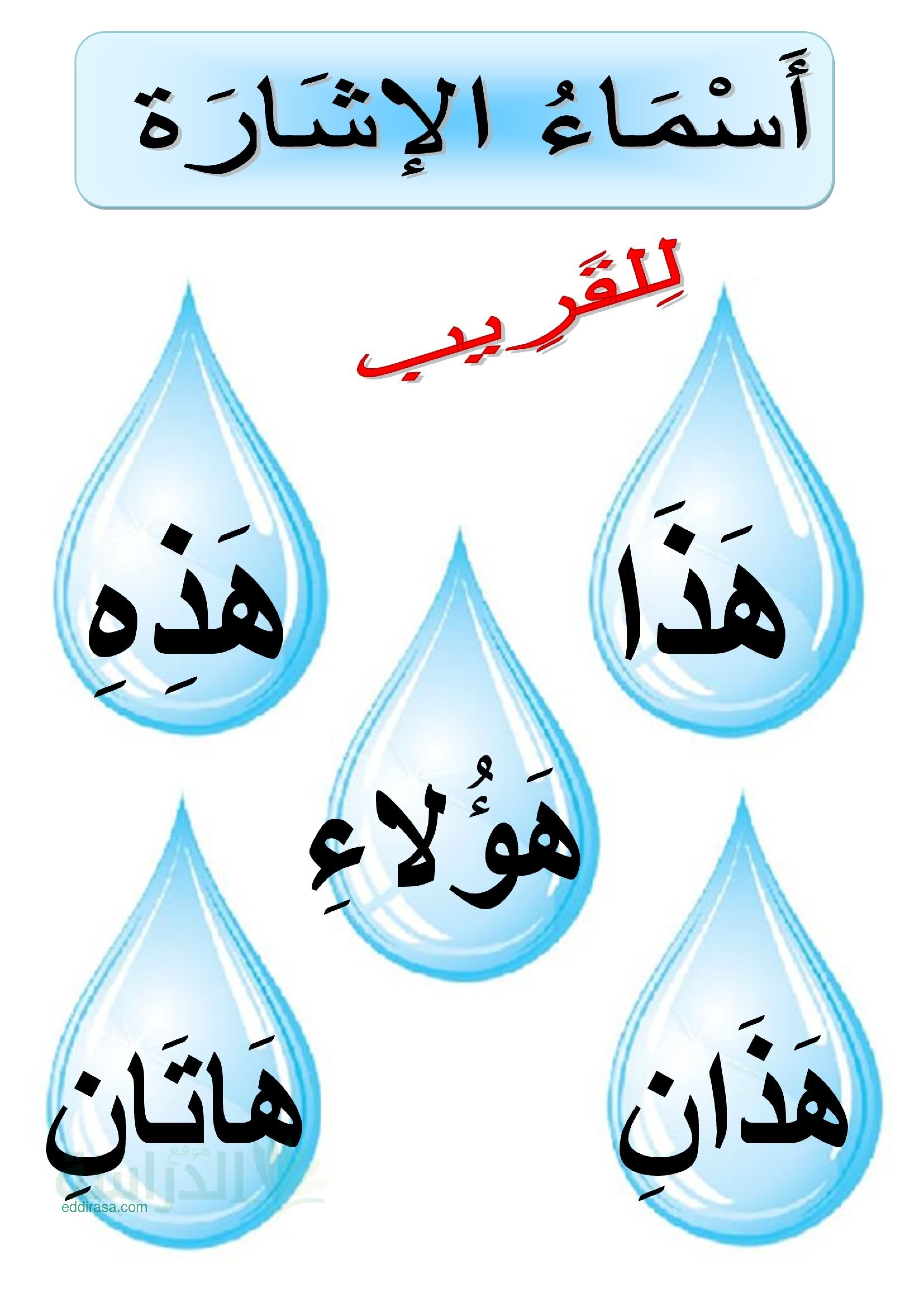 بطاقات أسماء الاشارة - سنة 2 ابتدائي