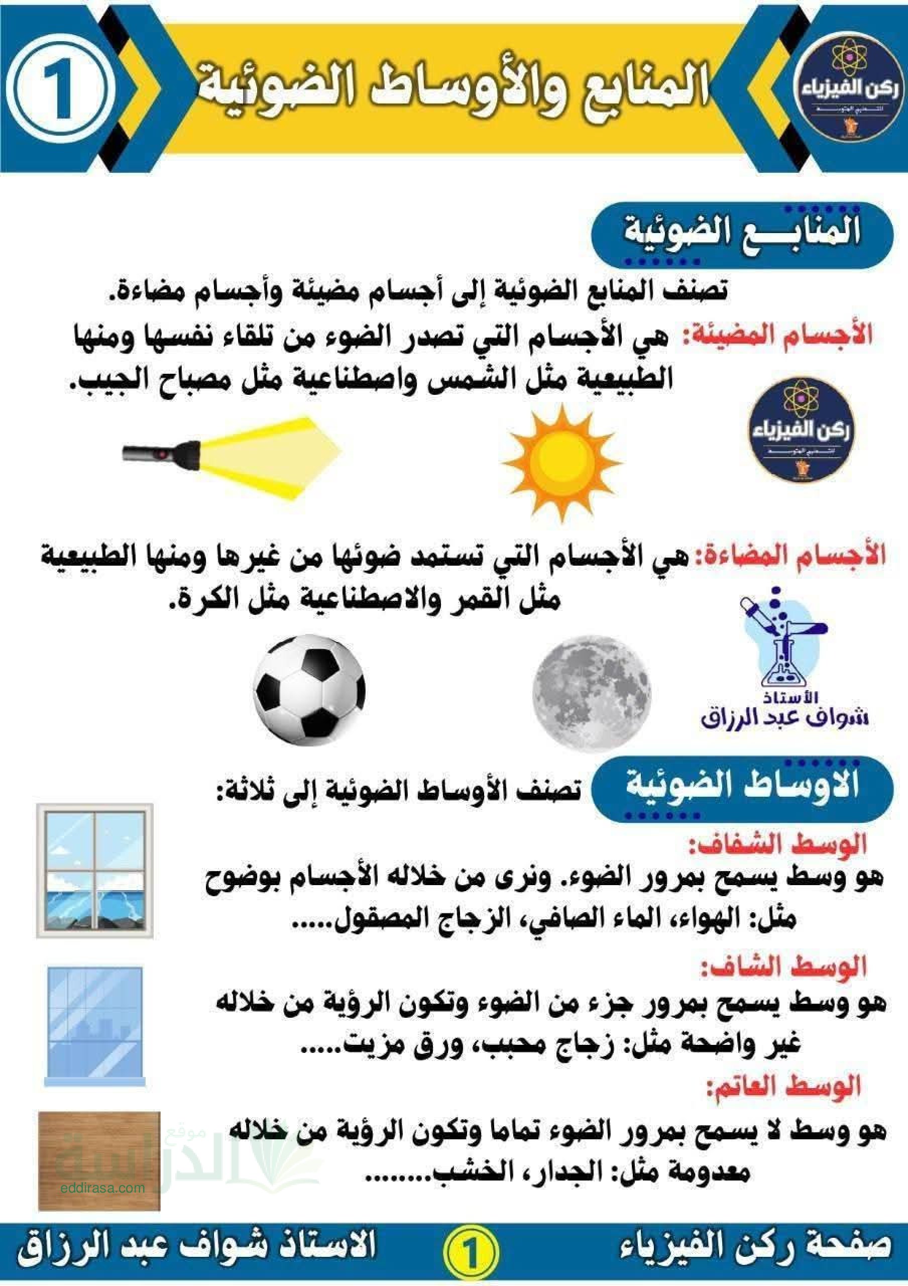 دروس الفصل الثالث في الفيزياء سنة 1 متوسط