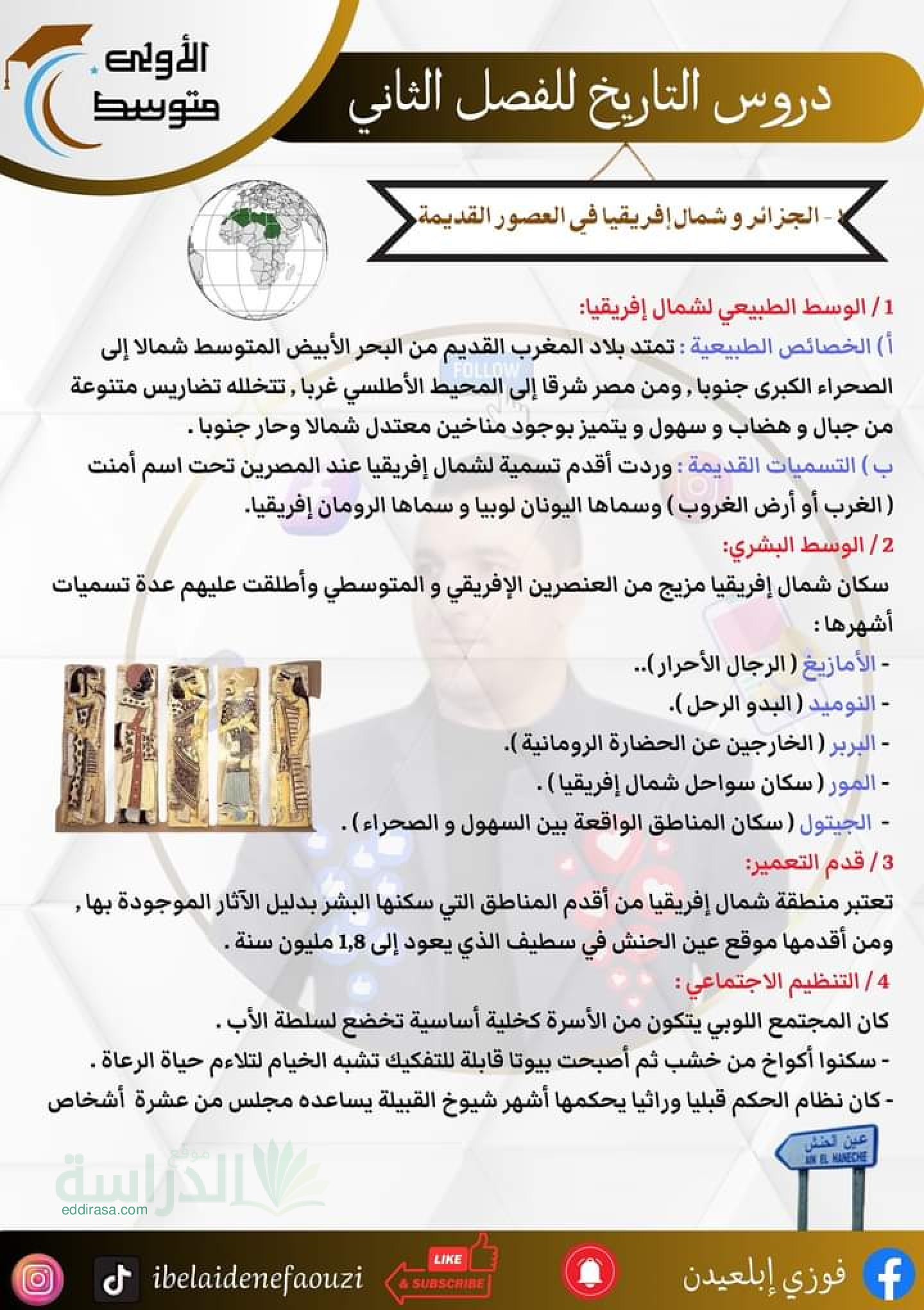 دروس الفصل الثاني في التاريخ سنة 1 متوسط