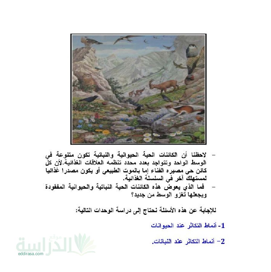 ملخص درس التكاثر و إعمار الأوساط في العلوم الطبيعية سنة 2 متوسط