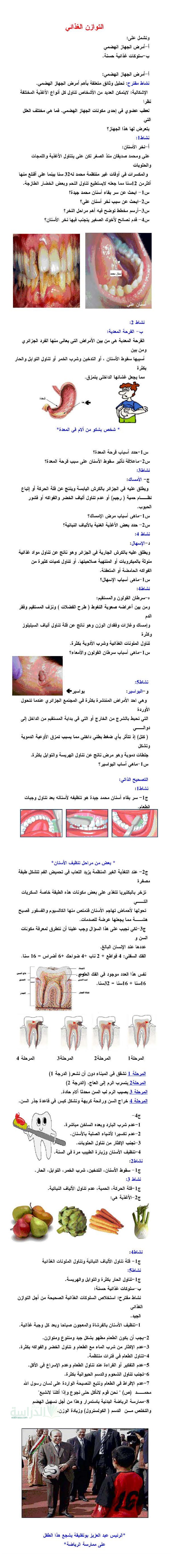 ملخص درس التوازن الغدائي في العلوم الطبيعية - سنة 4 متوسط