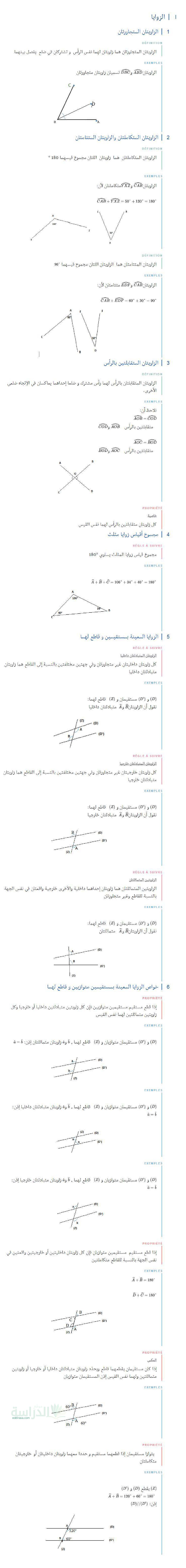 ملخص درس الزوايا في الرياضيات سنة 2 متوسط