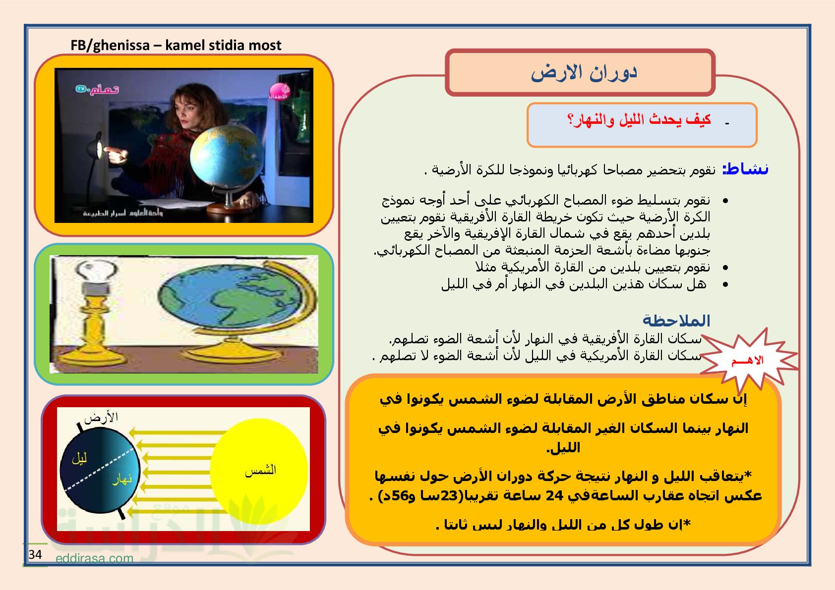 ملخص وحدة دوران الأرض سنة 1 متوسط
