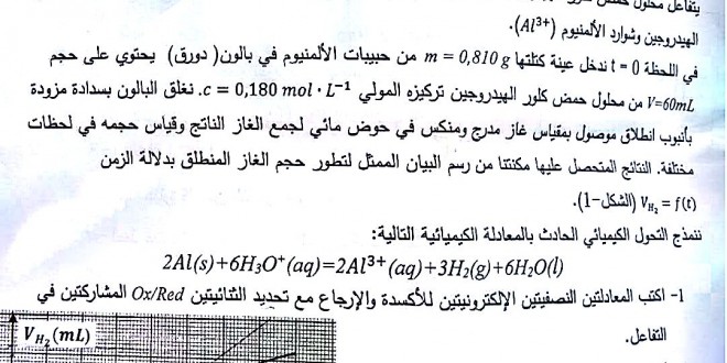 بكالوريا 2016 الجزئية – اختبار الفيزياء شعبة علوم تجريبية