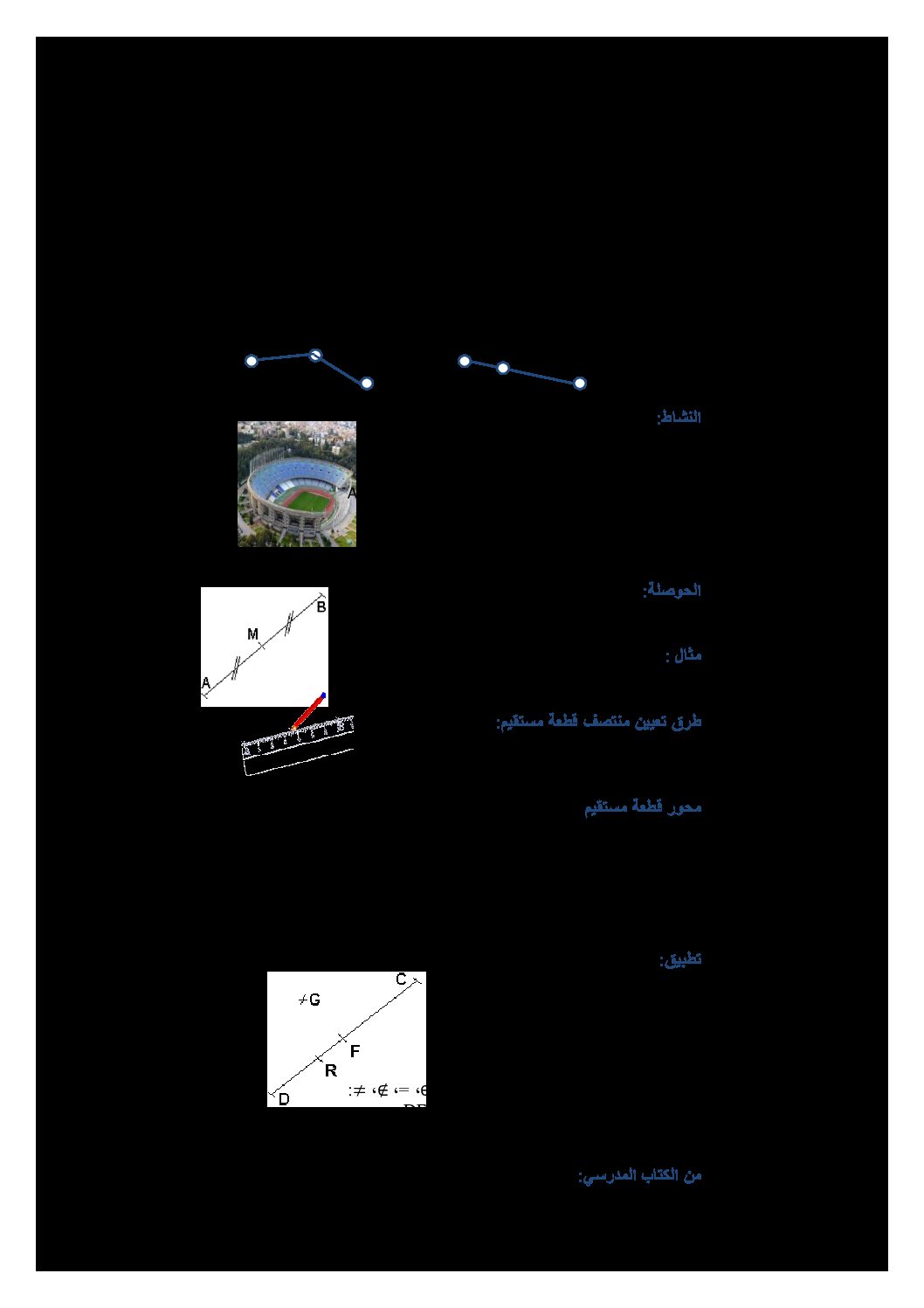 منتصف قطعة مستقيم و محور قطعة مستقيم رياضيات سنة أولى متوسط
