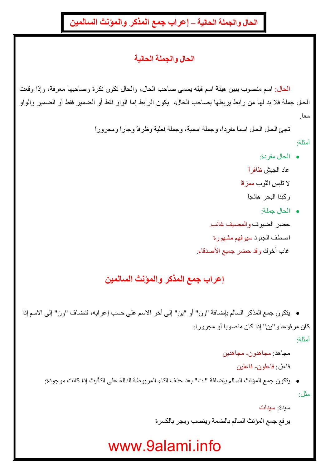 الحال والجملة الحالية - دروس لغة عربية