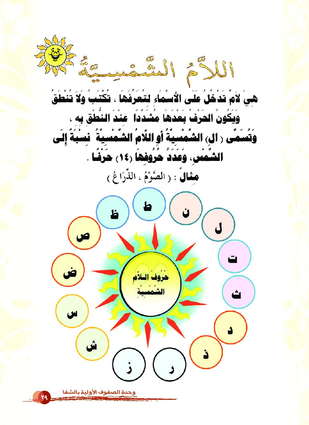 اللام الشمسية - لغة عربية 1 ابتدائي