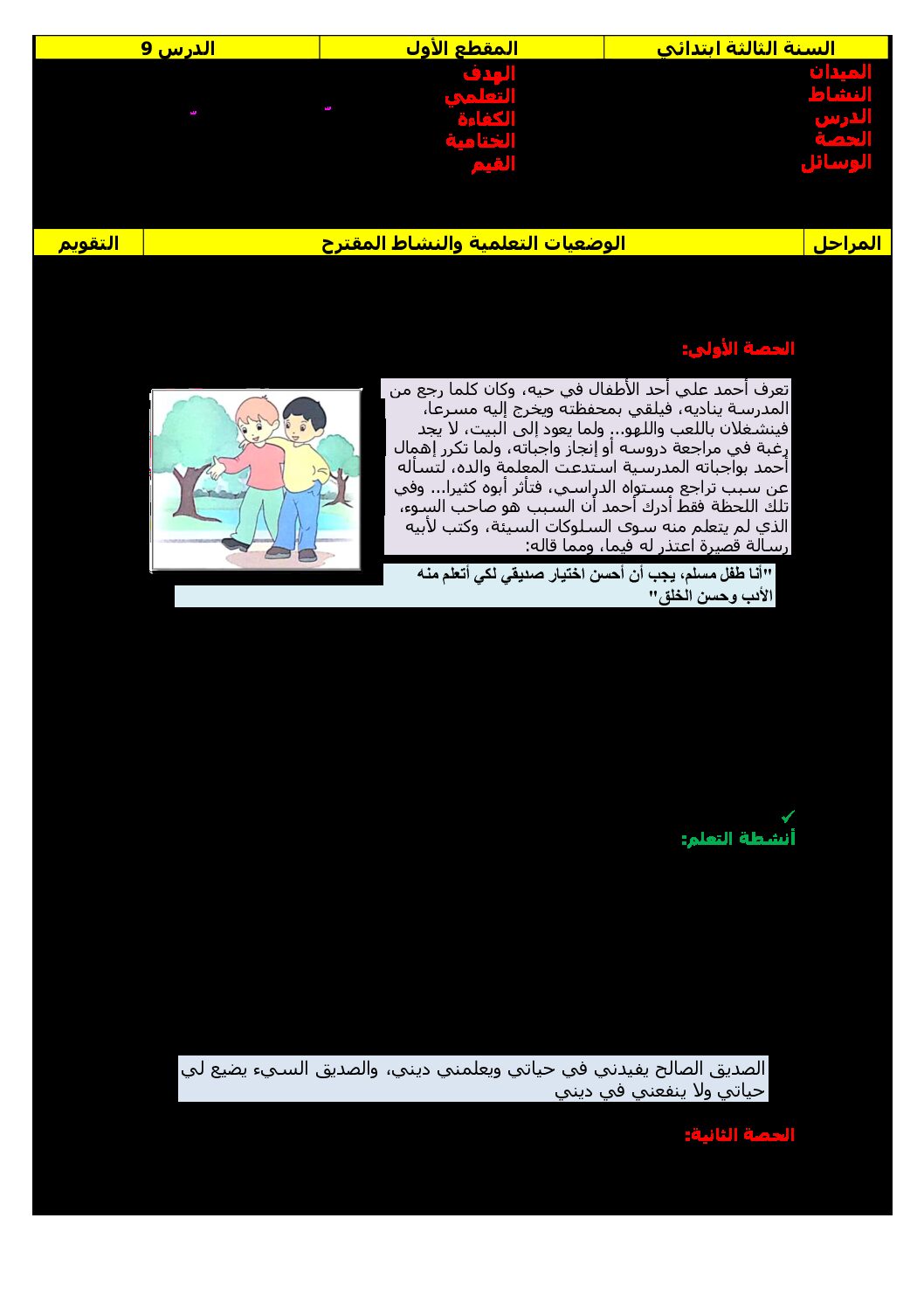 مذكرات الأسبوع 11 - الأسبوع 3 للمقطع 3 جميع المواد - السنة الثالثة ابتدائي