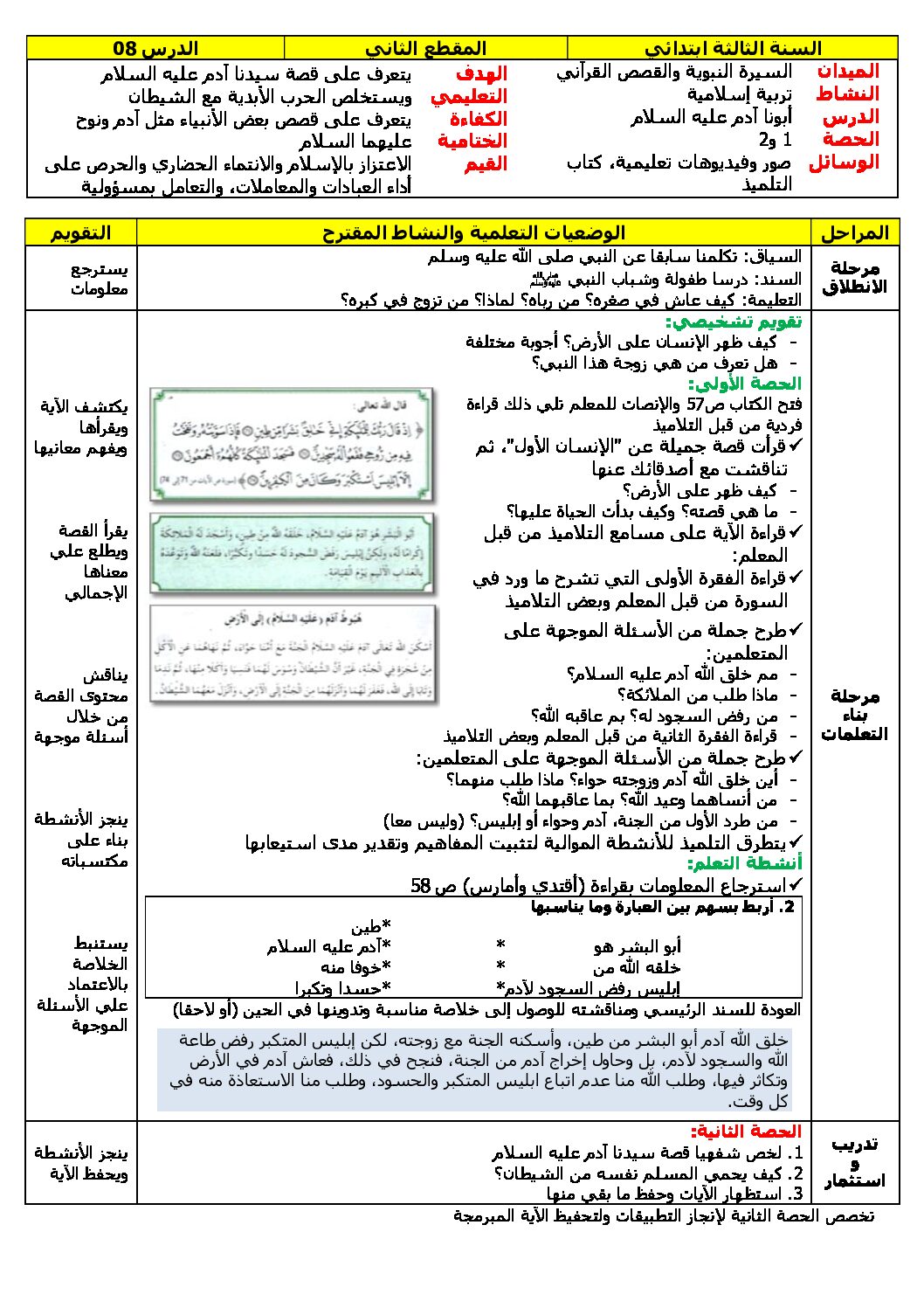 مذكرات الأسبوع 21 - الأسبوع 1 للمقطع 6 جميع المواد - السنة الثالثة ابتدائي