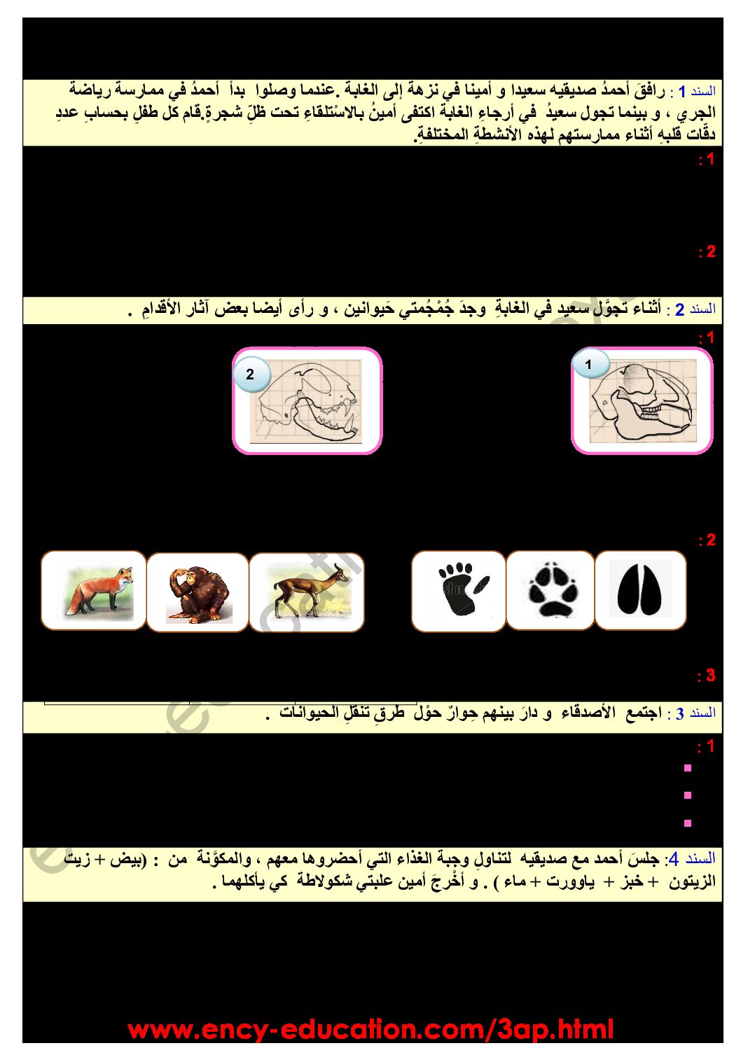 إختبار الفصل الأول في التربية العلمية السنة الثالثة ابتدائي رقم 26