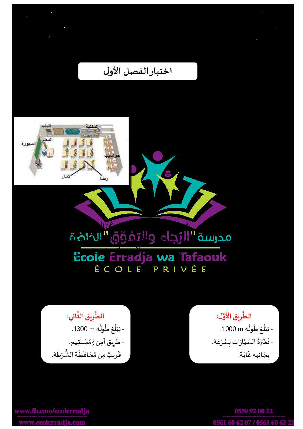 إختبار الفصل الأول في التاريخ والجغرافيا السنة الثالثة ابتدائي رقم 54 مع التصحيح