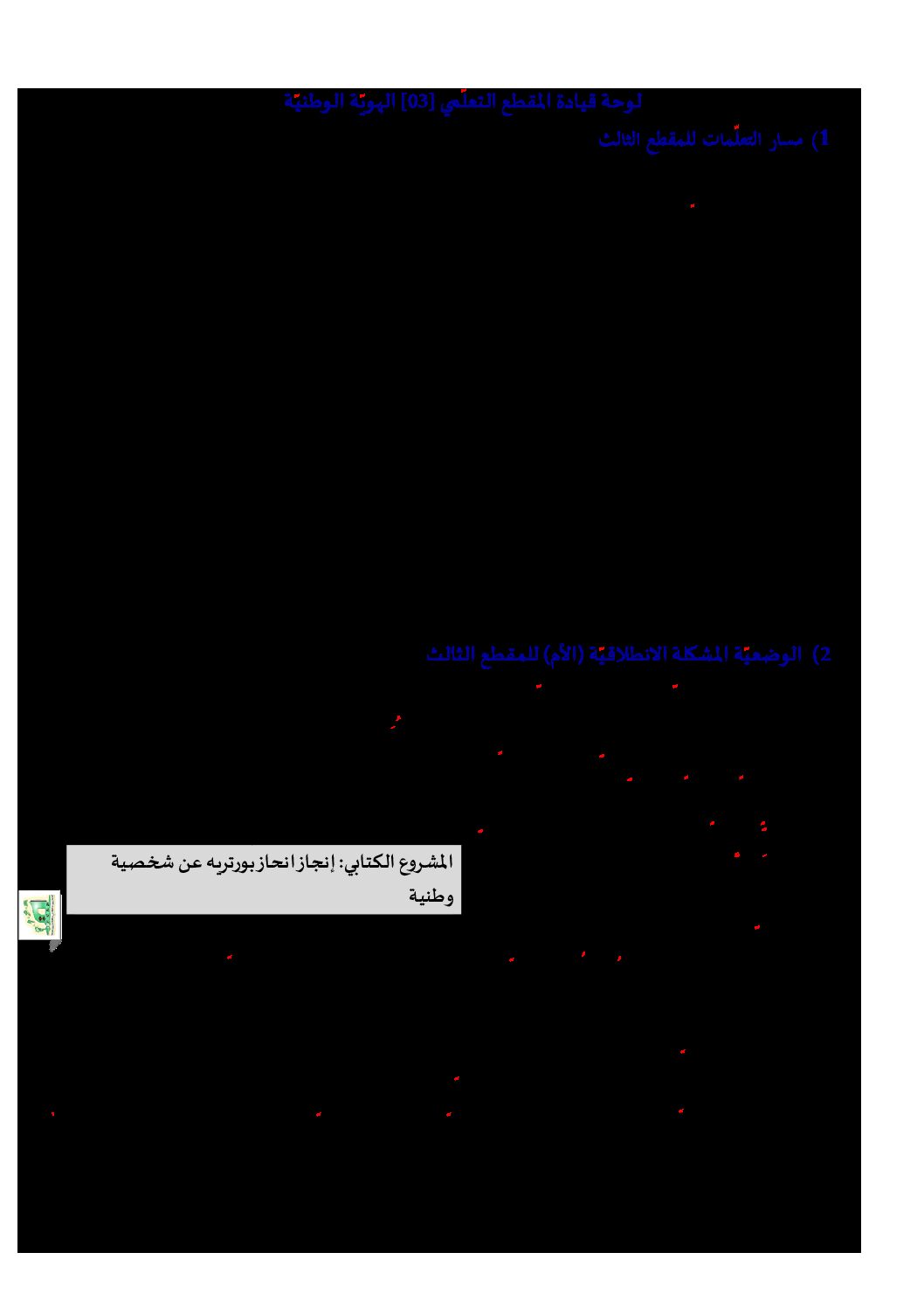 تحضير المقطع 3 الهوية الوطنية الوحدة 1 - مذكرات لغة عربية رابعة إبتدائي
