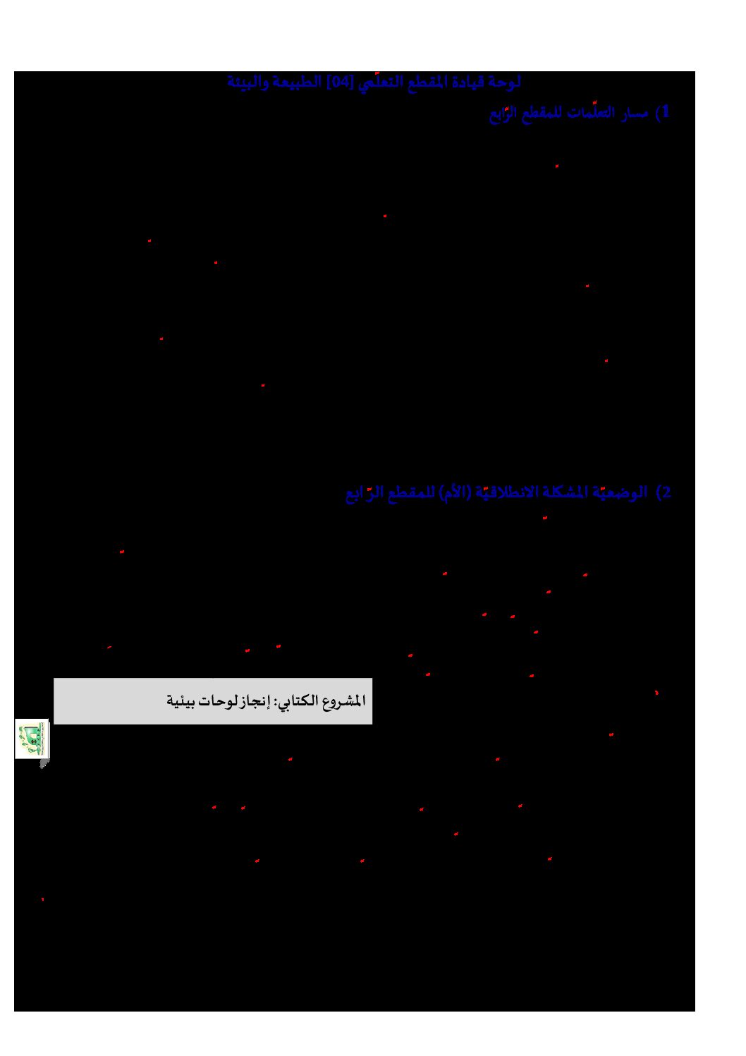تحضير المقطع 5 الطبيعة والبيئة الوحدة 1 - مذكرات لغة عربية رابعة إبتدائي