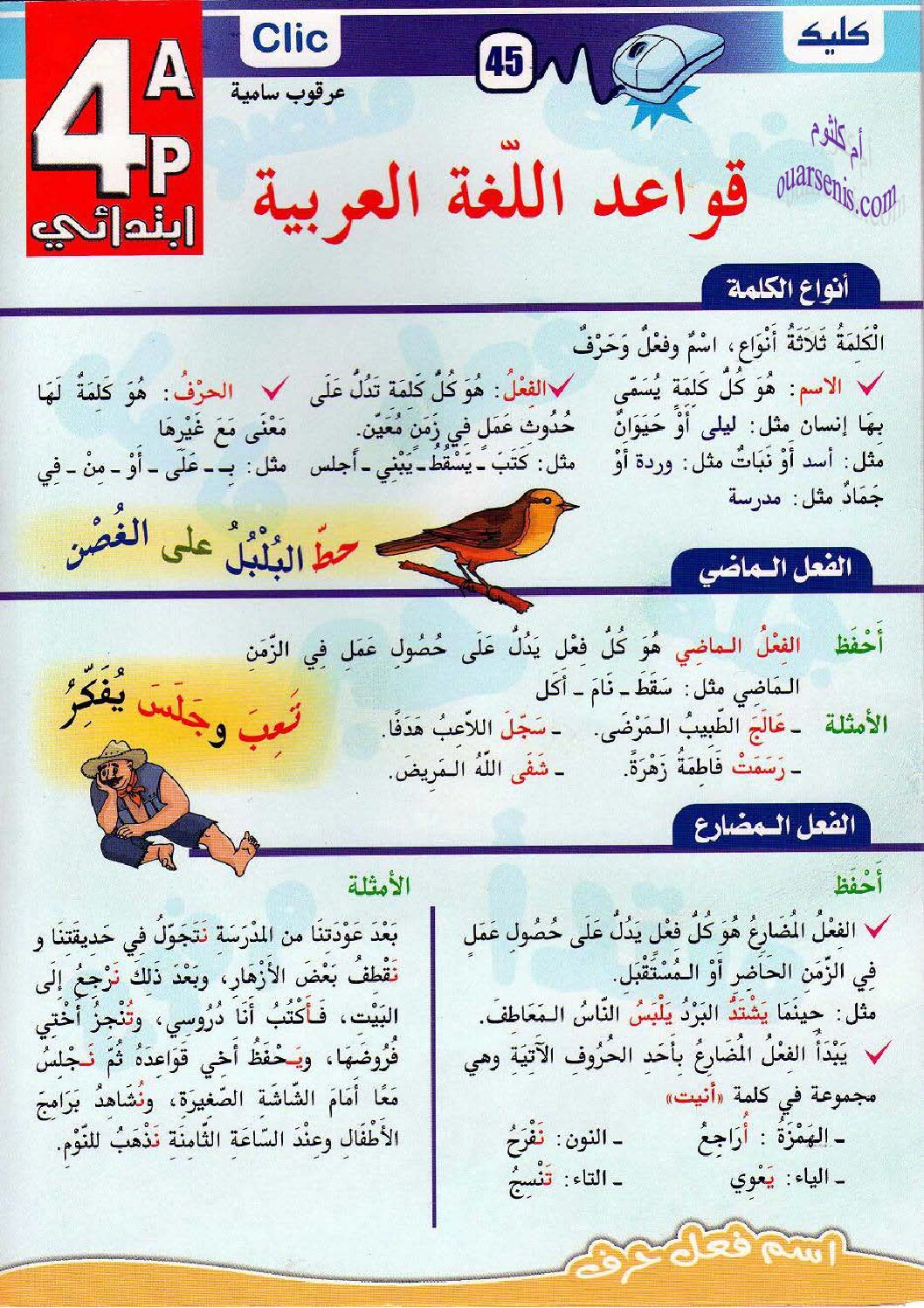 مطوية ملخصة لكل دروس اللغة العربية للسنة 4 ابتدائي الجيل الثاني