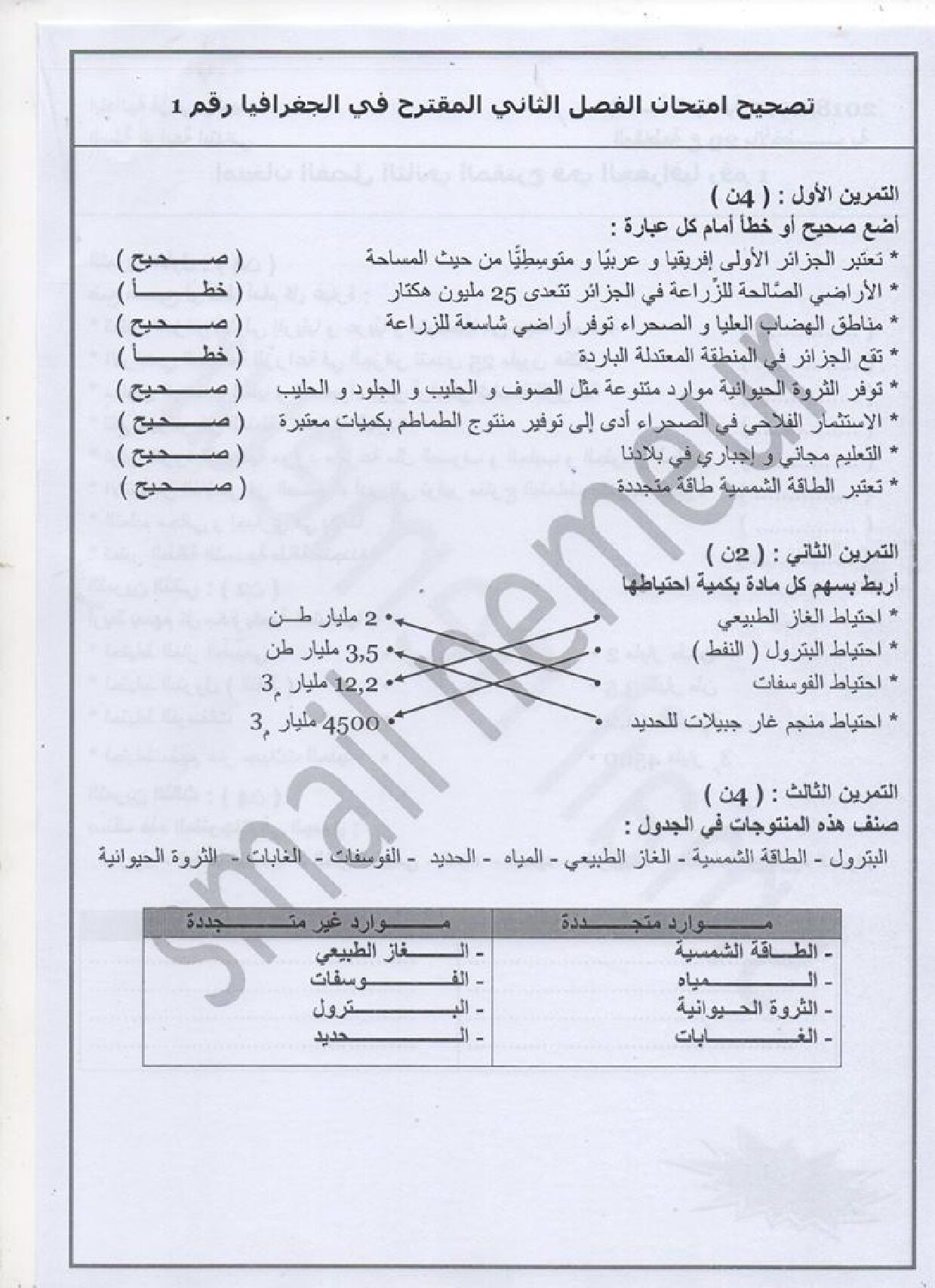 إختبار الفصل الثاني في التاريخ والجغرافيا السنة الرابعة ابتدائي رقم 33