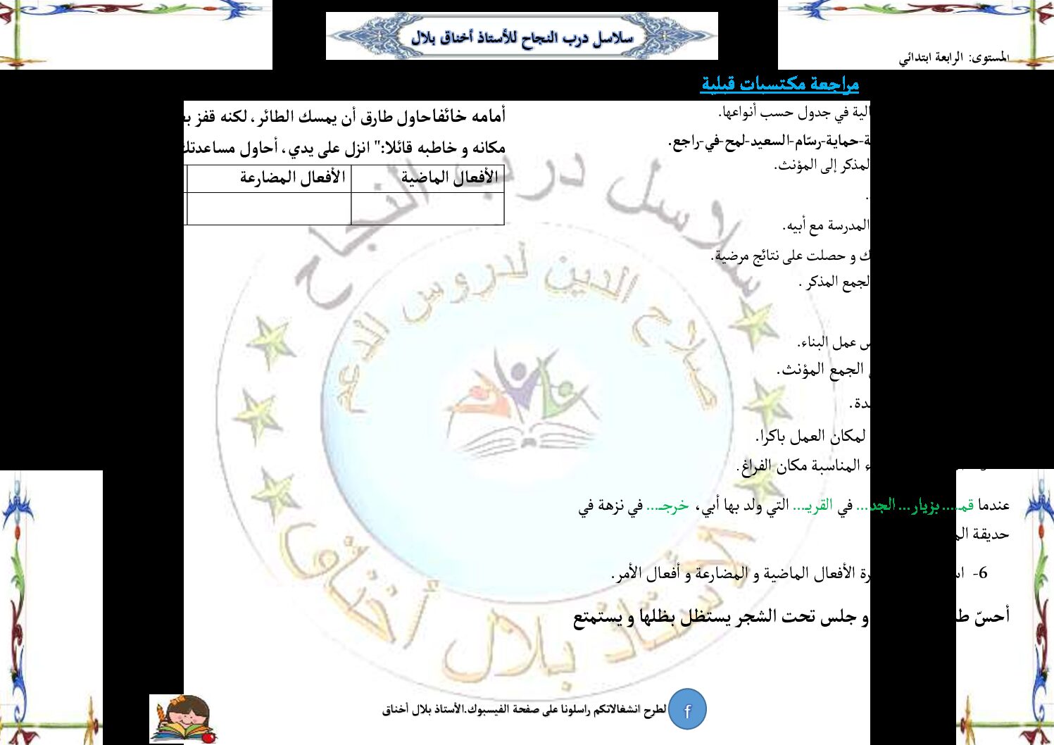 سلاسل درب النجاح في الرياضيات واللغة العربية 4 ابتدائي