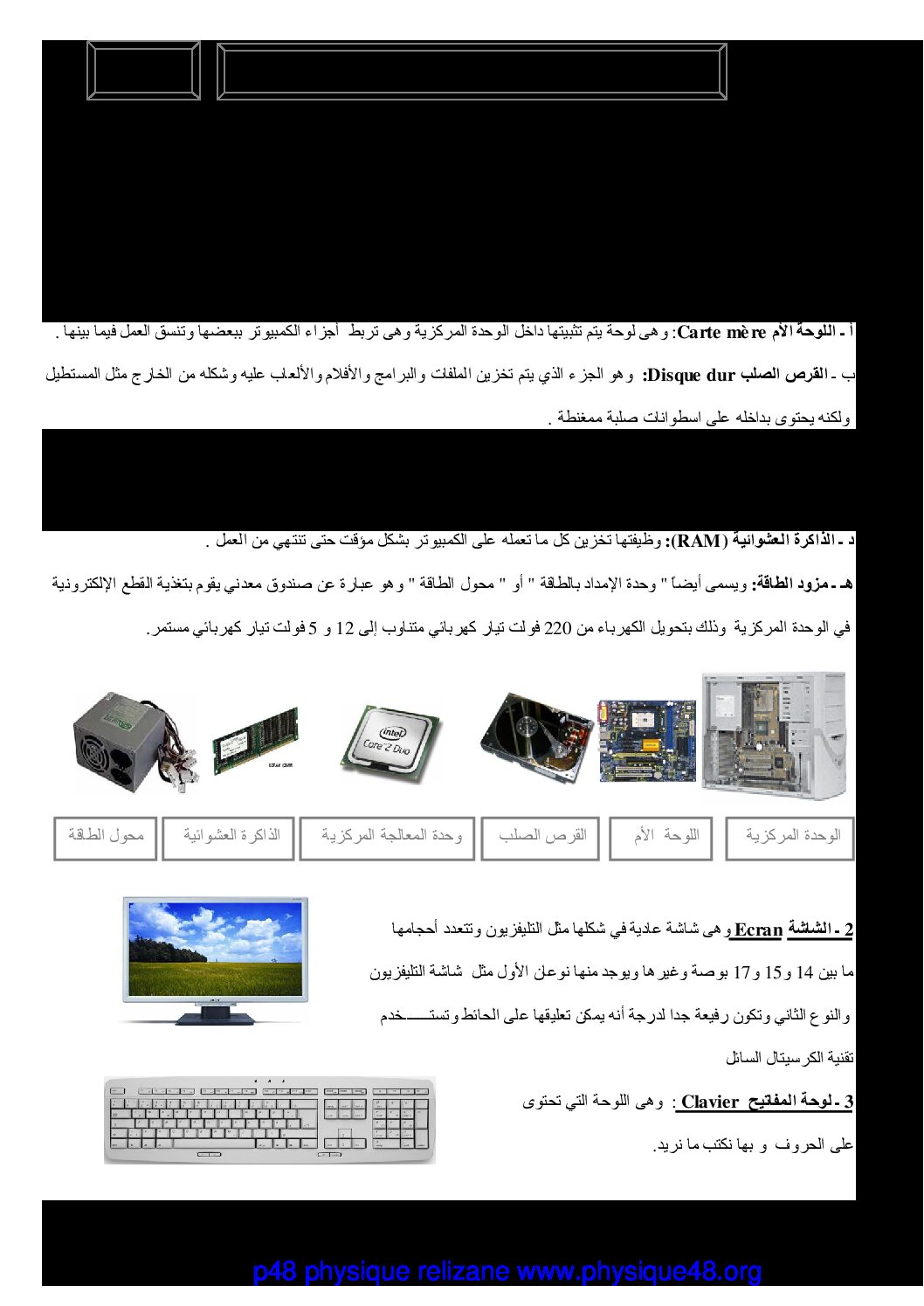 مذكرات الإعلام الآلي للسنة الأولى متوسط