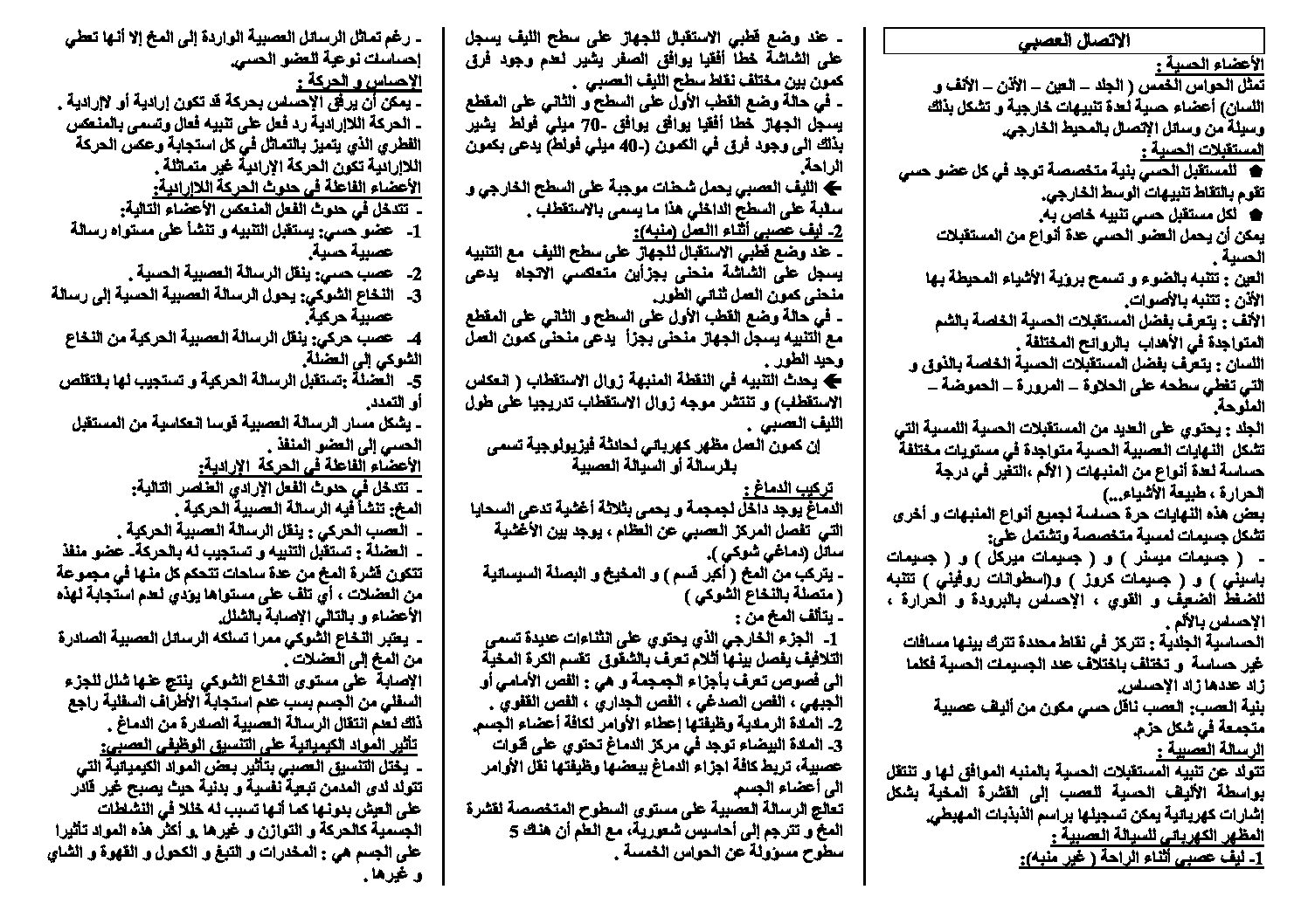 ملخص المجال 2 التنسيق الوظيفي في العضوية العلوم الطبيعية سنة 4 متوسط