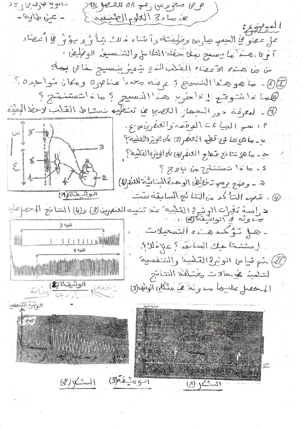 فرض في العلوم الطبيعية الفصل الثالث السنة الأولى ثانوي رقم 10
