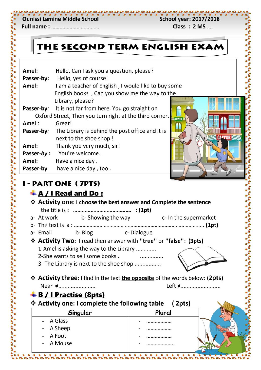 اختبار في اللغة الإنجليزية الفصل الثاني السنة الثانية متوسط رقم 23