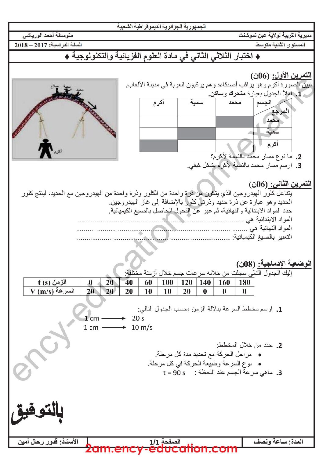 اختبار في العلوم الفيزيائية الفصل الثاني السنة الثانية متوسط رقم 25