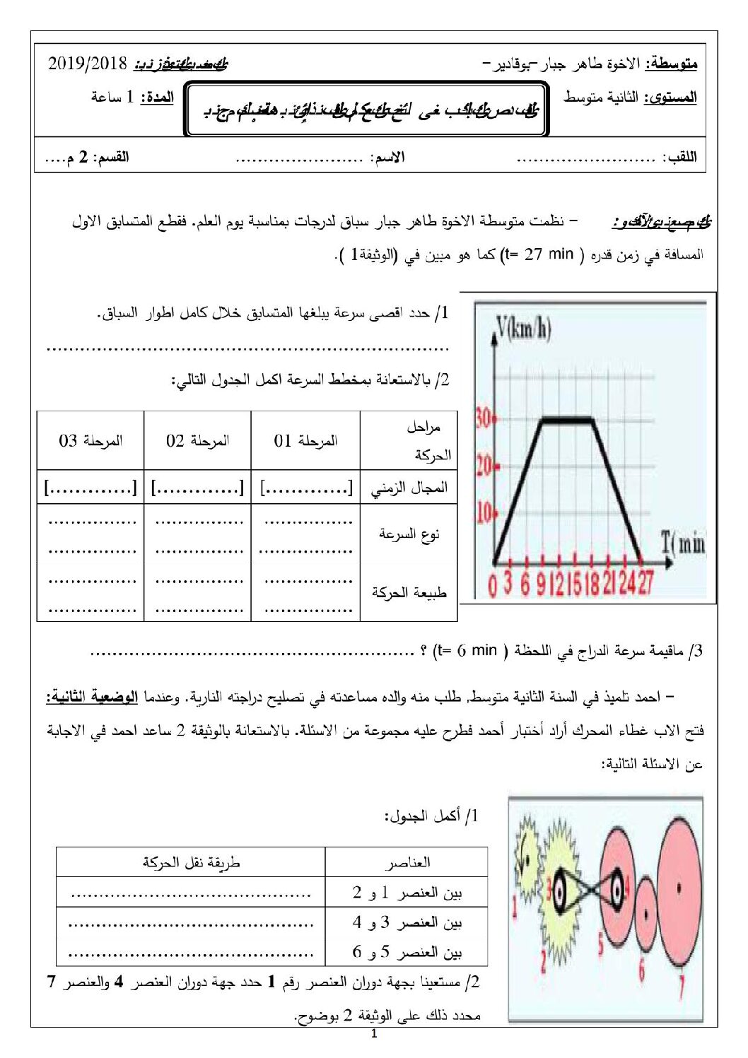 اختبار في العلوم الفيزيائية الفصل الثالث السنة الثانية متوسط رقم 31