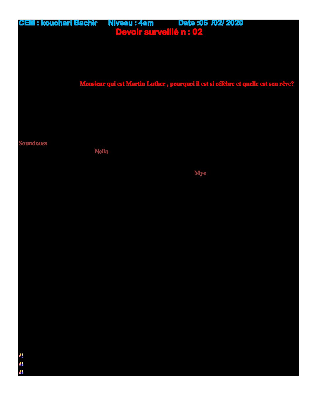 فرض في اللغة الفرنسية الفصل الثاني السنة الرابعة متوسط رقم 34
