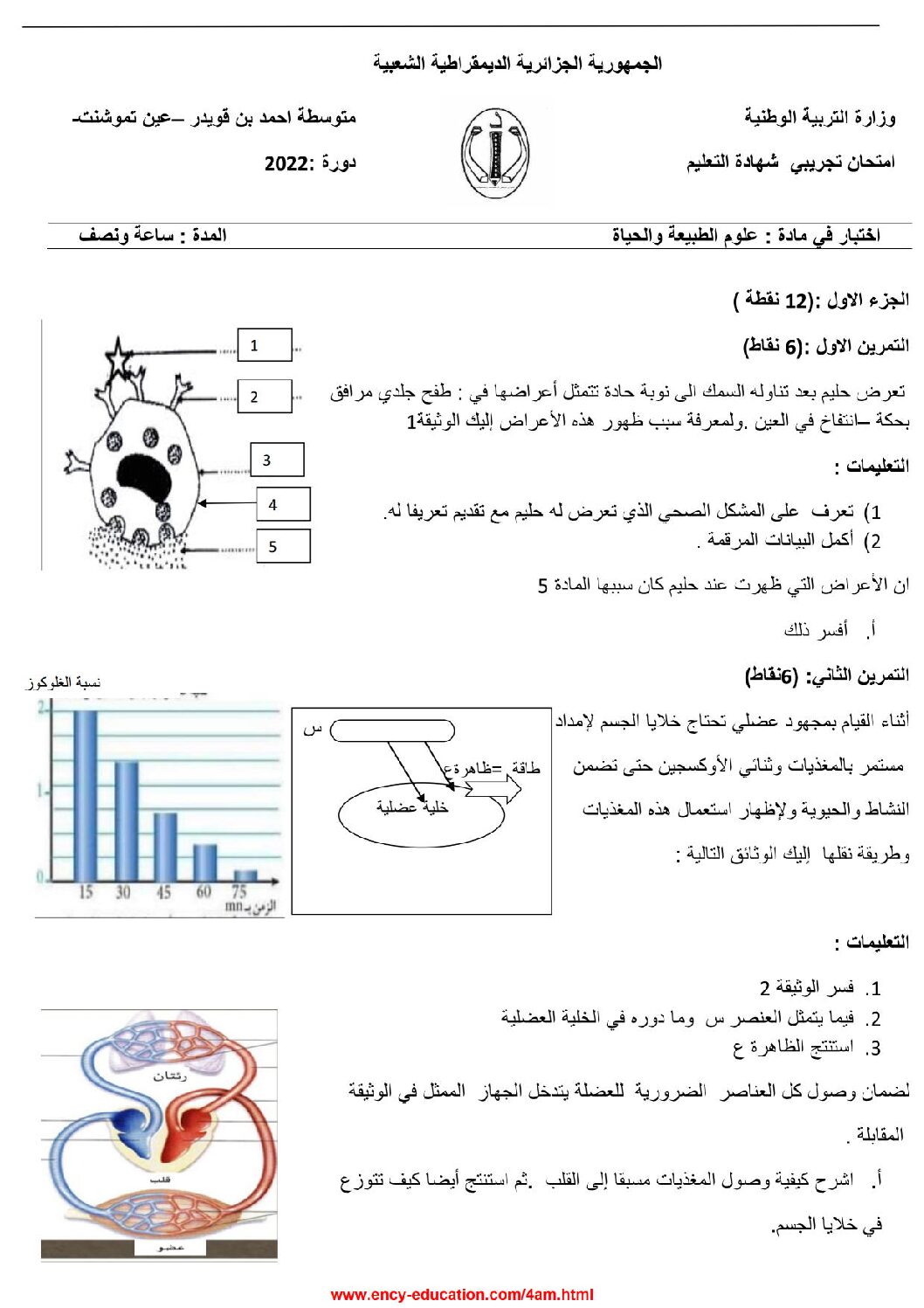 اختبار في العلوم الطبيعية الفصل الثالث السنة الرابعة متوسط رقم 57