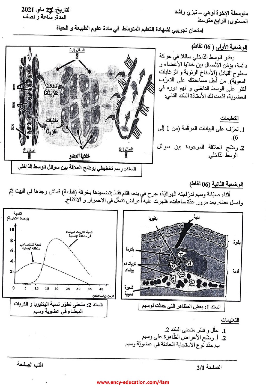 اختبار في العلوم الطبيعية الفصل الثاني السنة الرابعة متوسط رقم 57