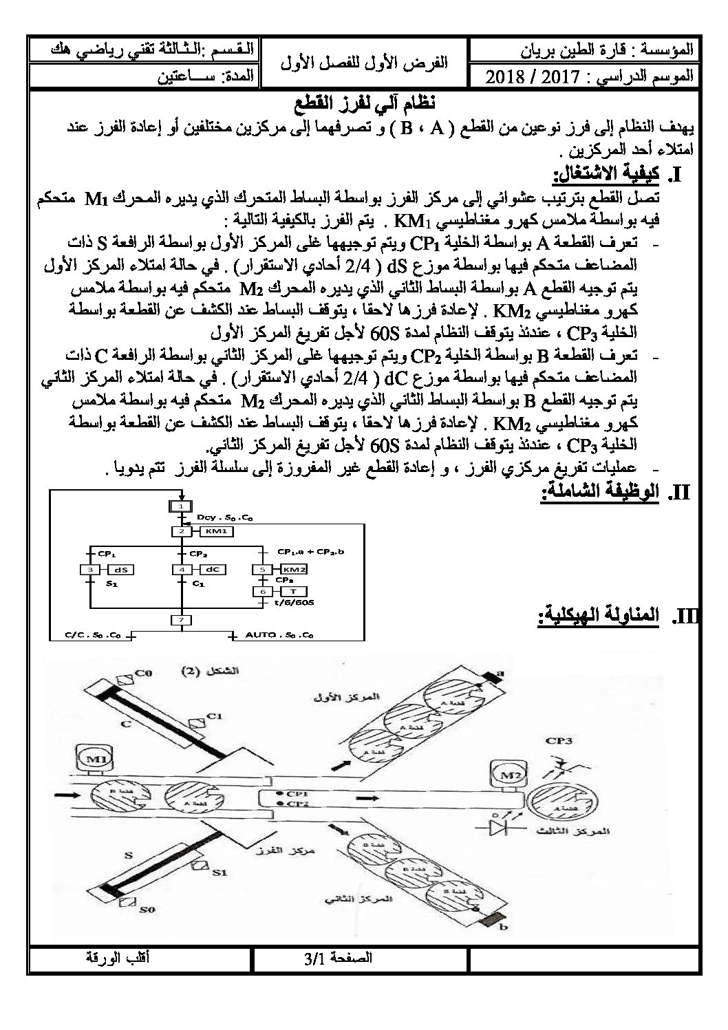 فرض في الهندسة الكهربائية الفصل الأول السنة الثالثة ثانوي رقم 10 مع التصحيح