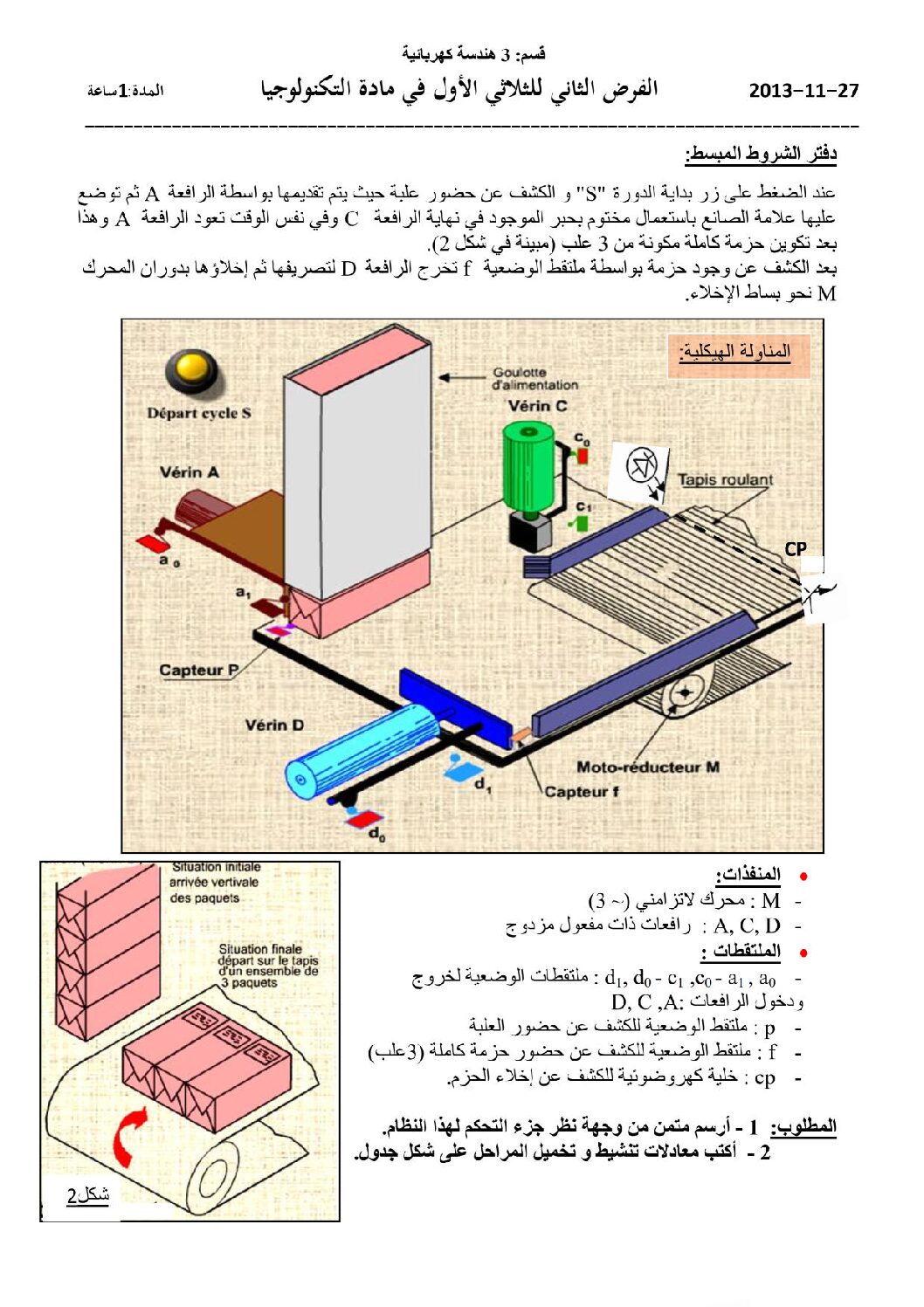 فرض في الهندسة الكهربائية الفصل الأول السنة الثالثة ثانوي رقم 4