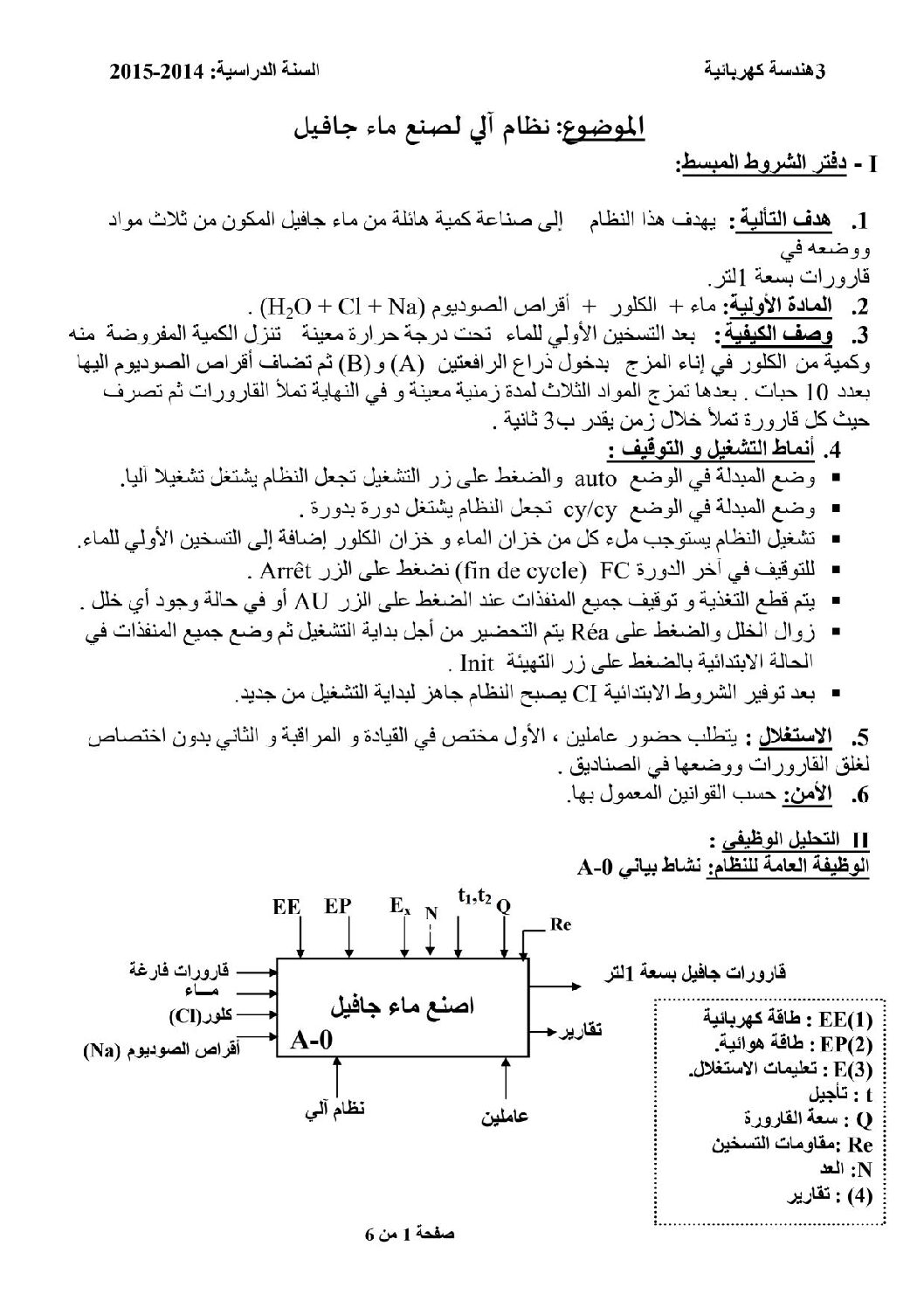اختبار في الهندسة الكهربائية الفصل الأول السنة الثالثة ثانوي رقم 7
