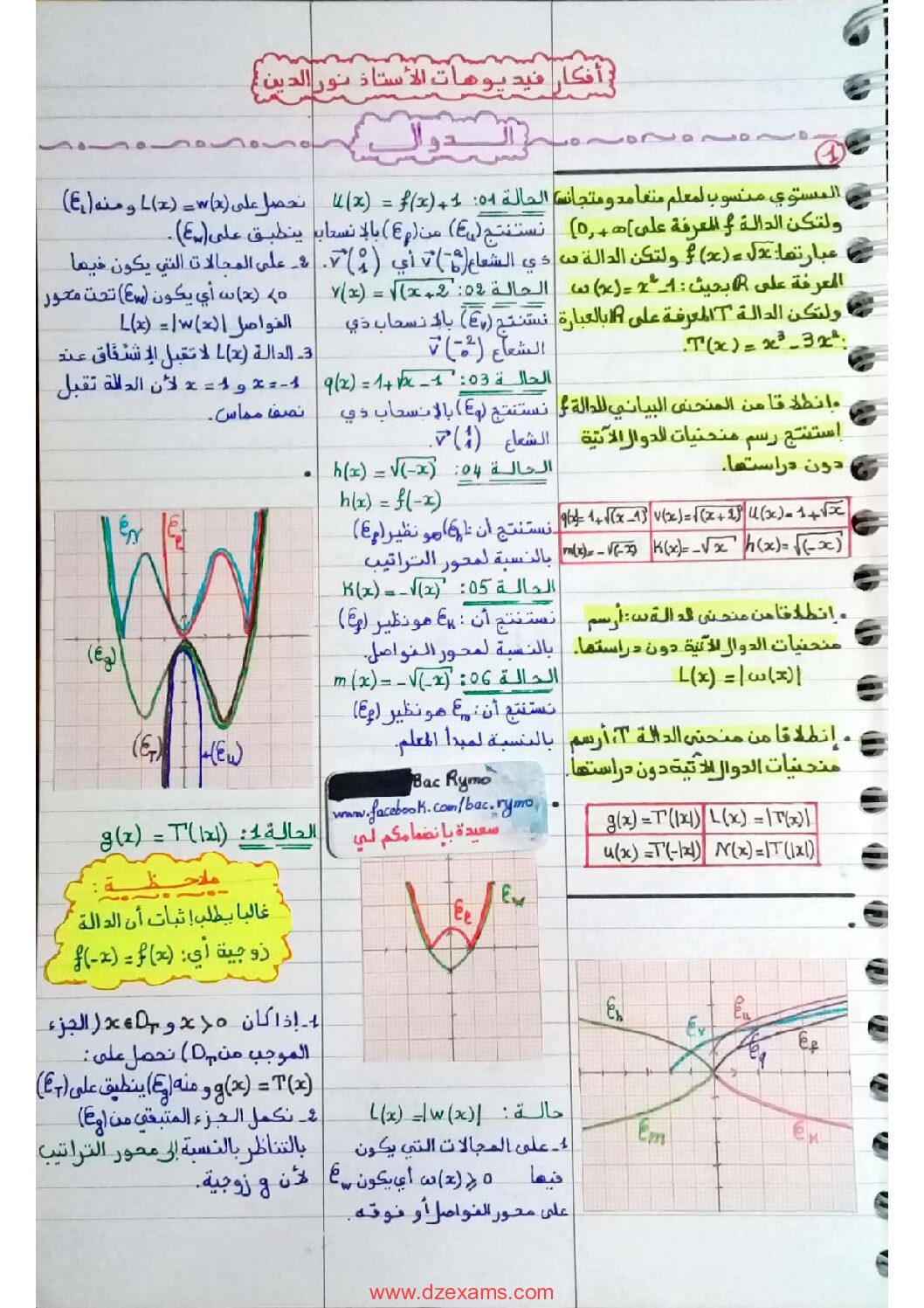 أفكار فيديوهات الأستاذ نور الدين في الرياضيات 3 ثانوي