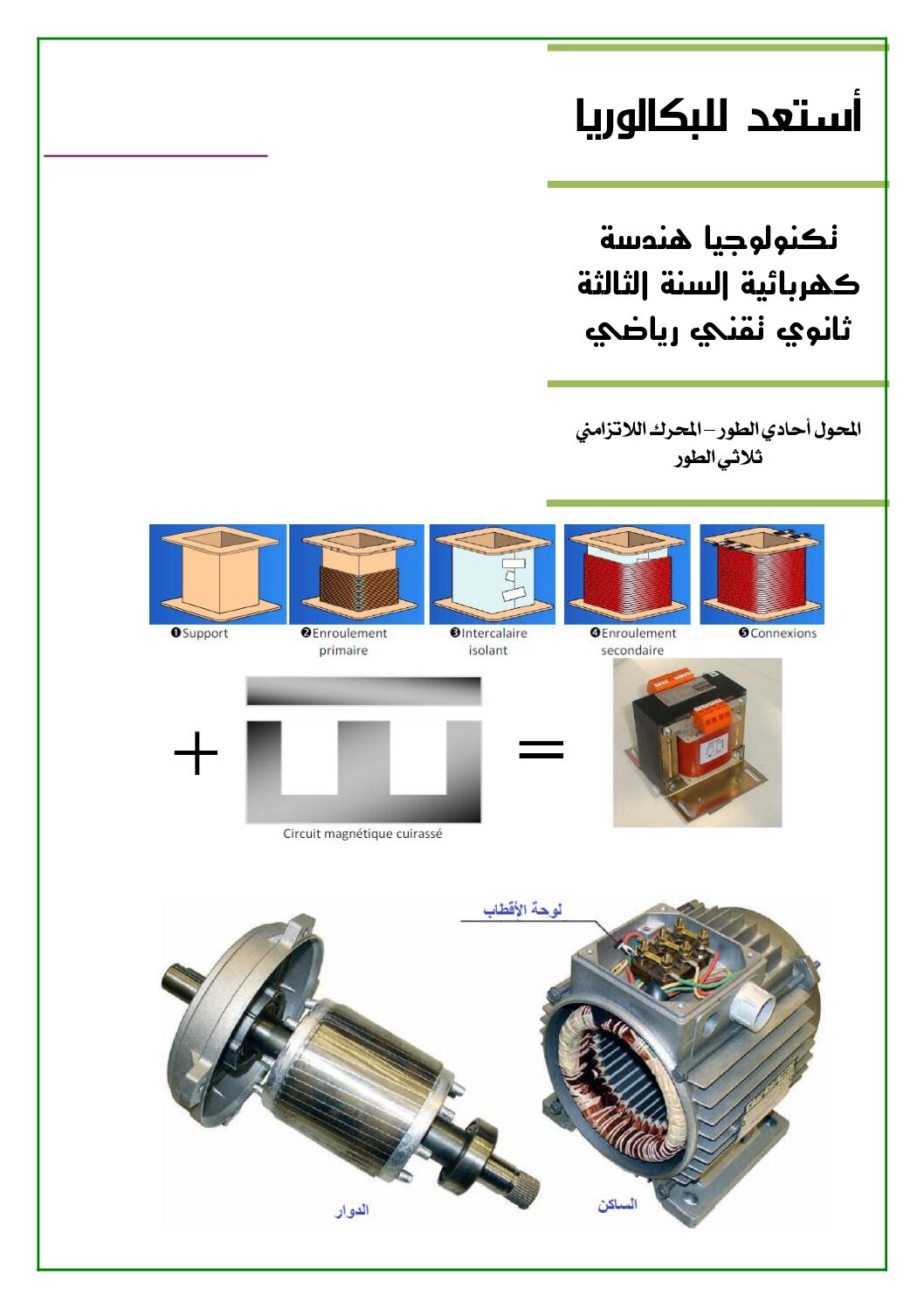 تمارين المحرك والمحول مع ملخص القوانين إعداد الأستاذة فتيحة بن التاج 3 ثانوي