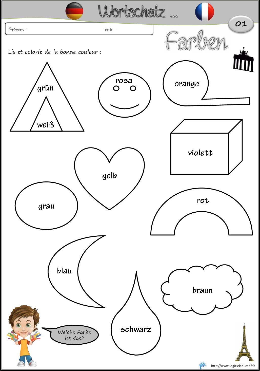 بطاقات لغة ألمانية Les couleurs 01