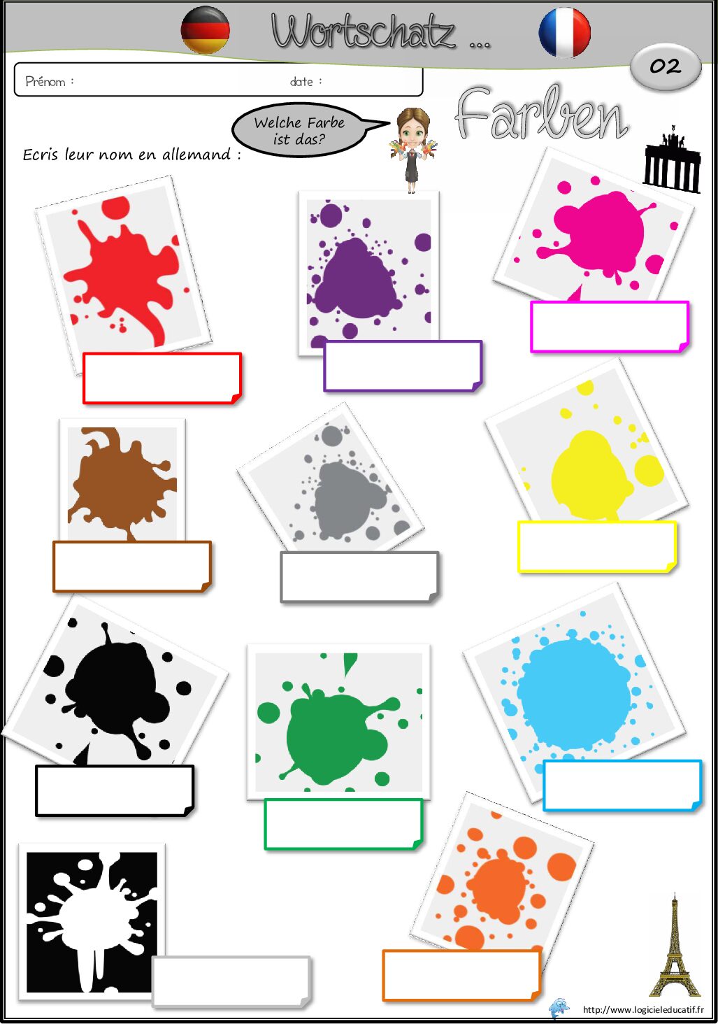 بطاقات لغة ألمانية Les couleurs 02