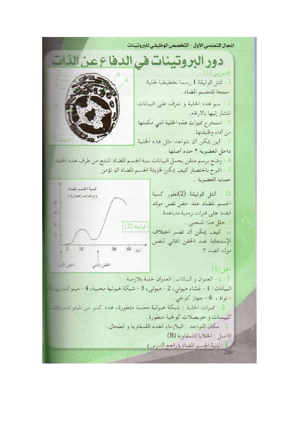 تمارين مع الحل حول دور البروتينات في الدفاع عن الذات 3 ثانوي