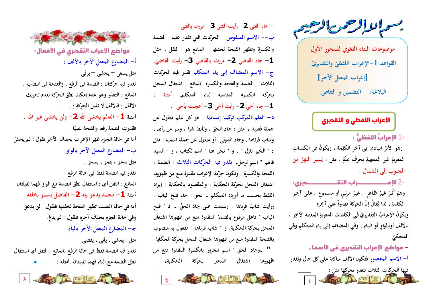 مراجعة دروس الأدب العربي الإعراب اللفظي و التقديري