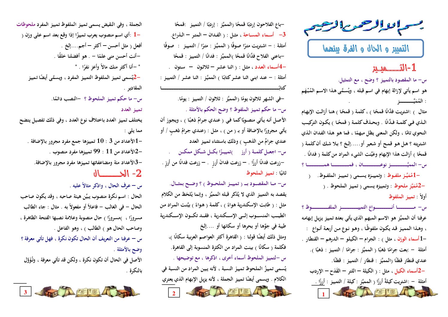 مراجعة دروس الأدب العربي التمييز و الحال و الفرق بينهما