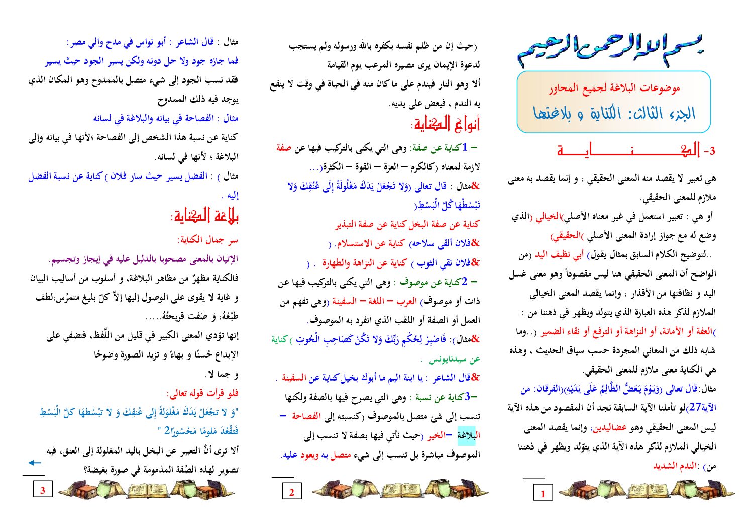 مراجعة دروس الأدب العربي الكناية و بلاغتها