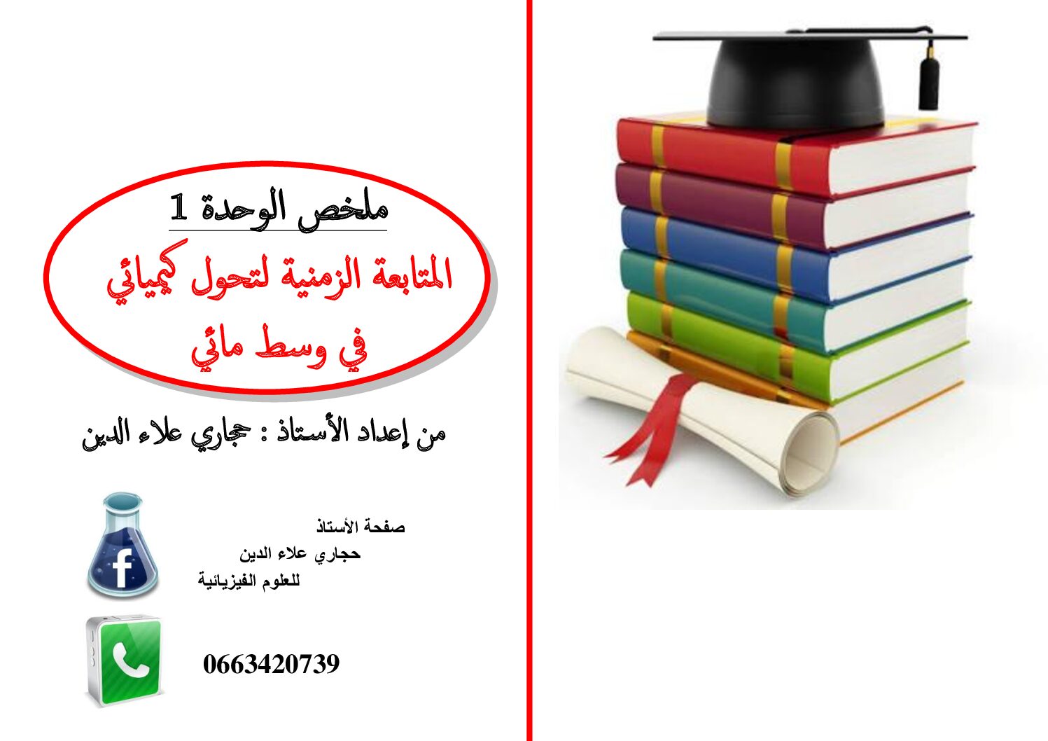 ملخص الوحدة 01 المتابعة الزمنية لتحول كيميائي في وسط مائي للأستاذ حجاري علاء الدين 3 ثانوي