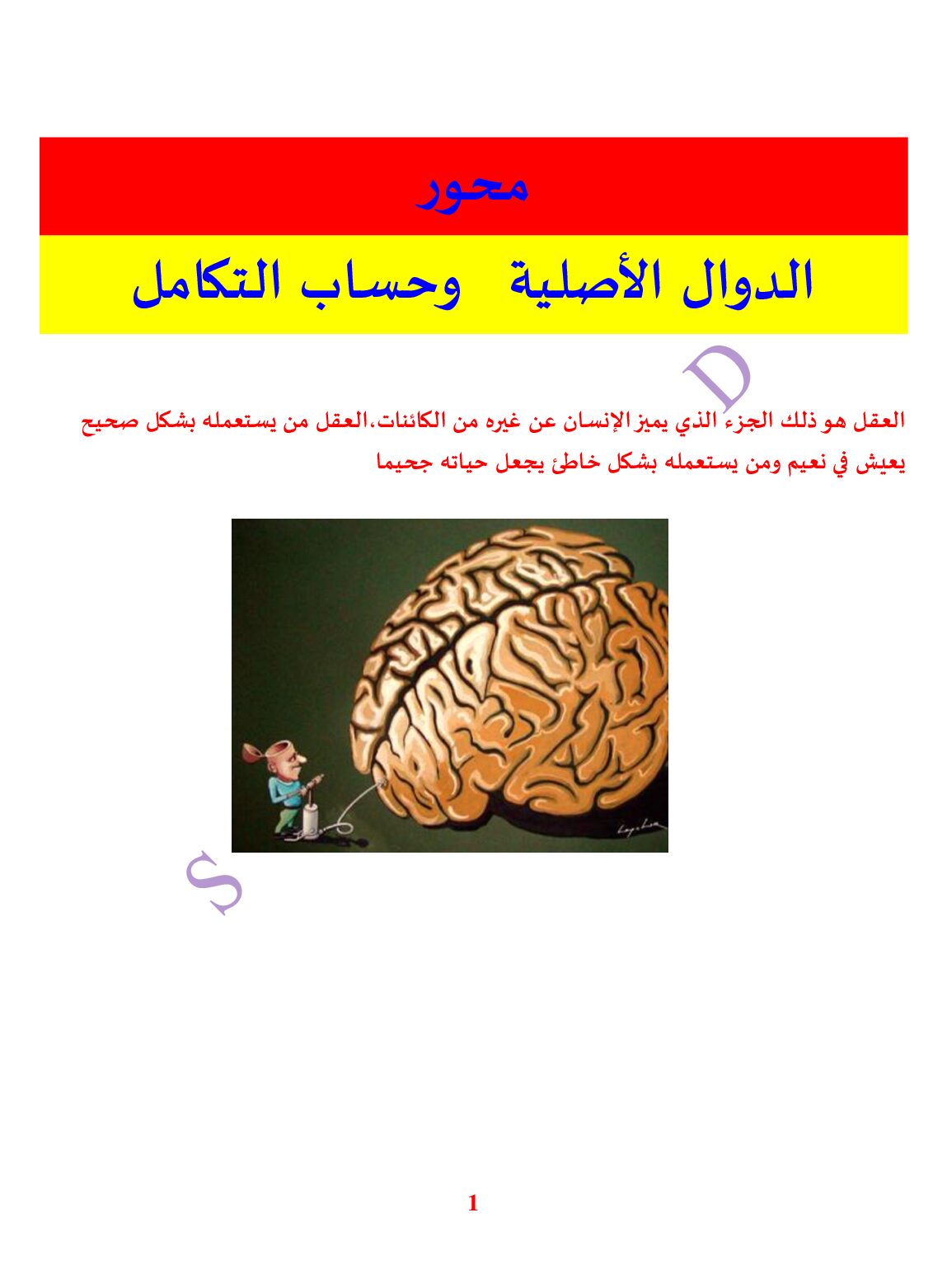 ملخص محور الدوال الاصلية و حساب التكامل للشعب العلمية للأستاذ سعد 3 ثانوي