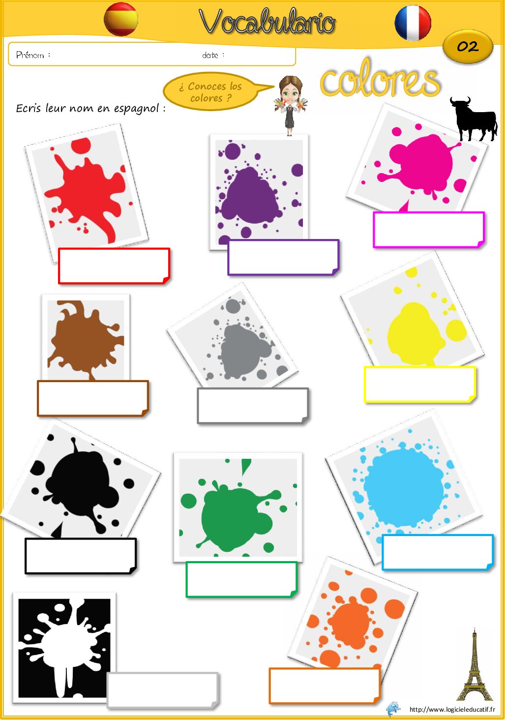 بطاقات لغة إسبانية Les couleurs 02