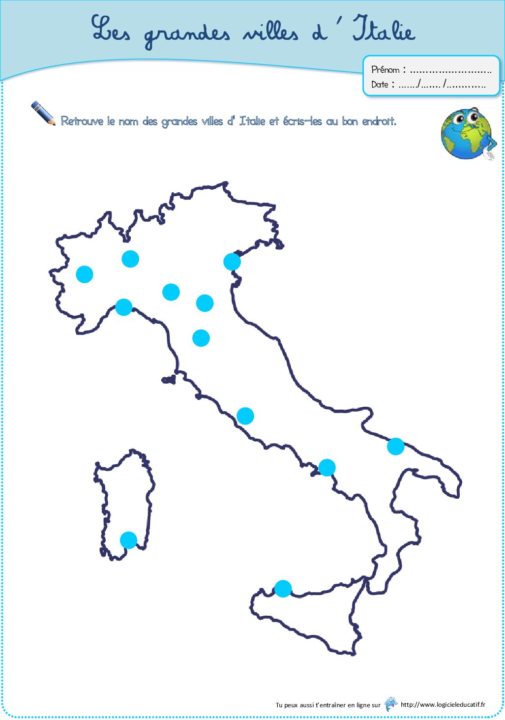 بطاقات لغة إيطالية Les villes italiennes 02