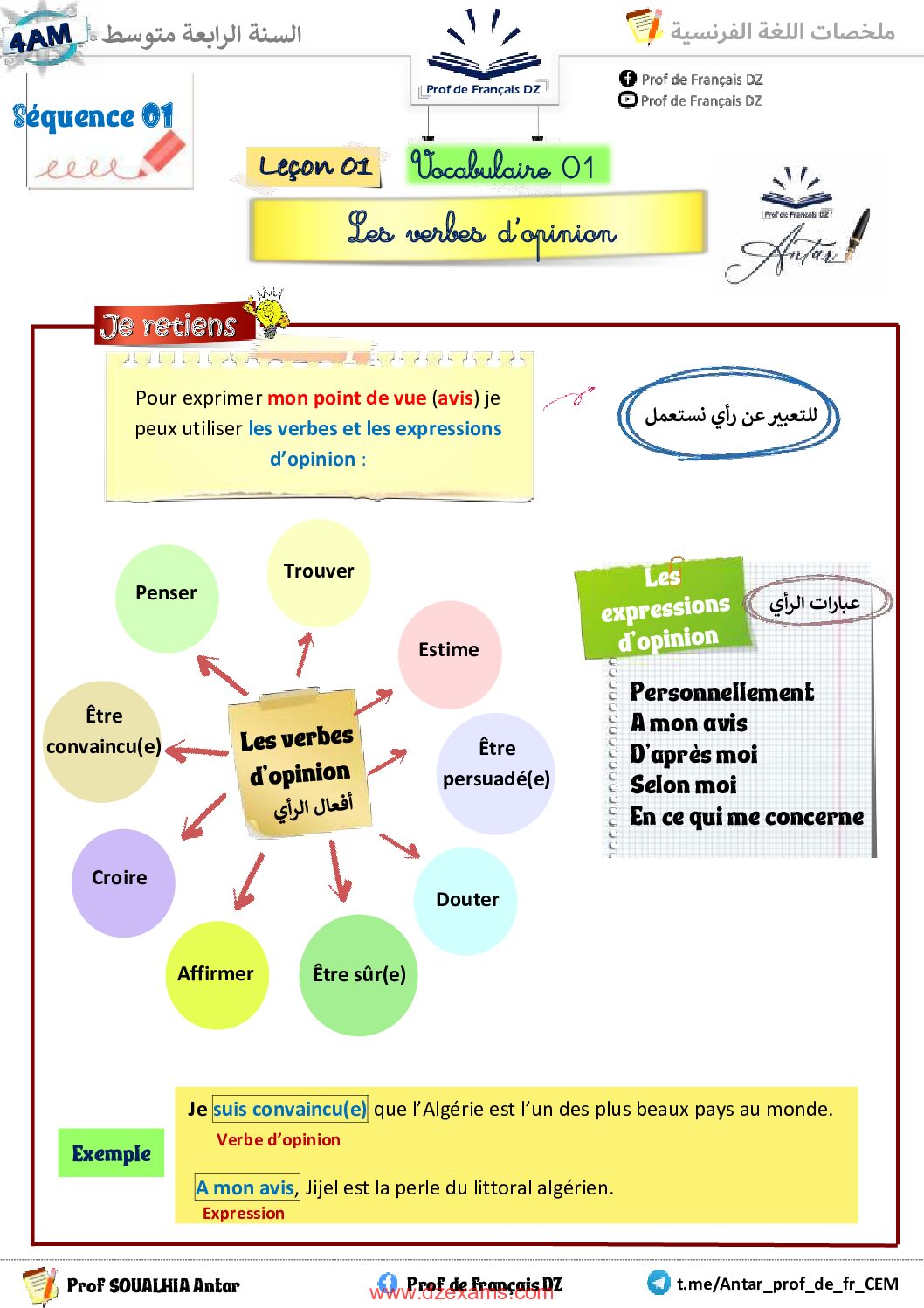 شرح الدرس الأول في الفرنسية للسنة 4 متوسط من إعداد الأستاذ Prof de Franais DZ
