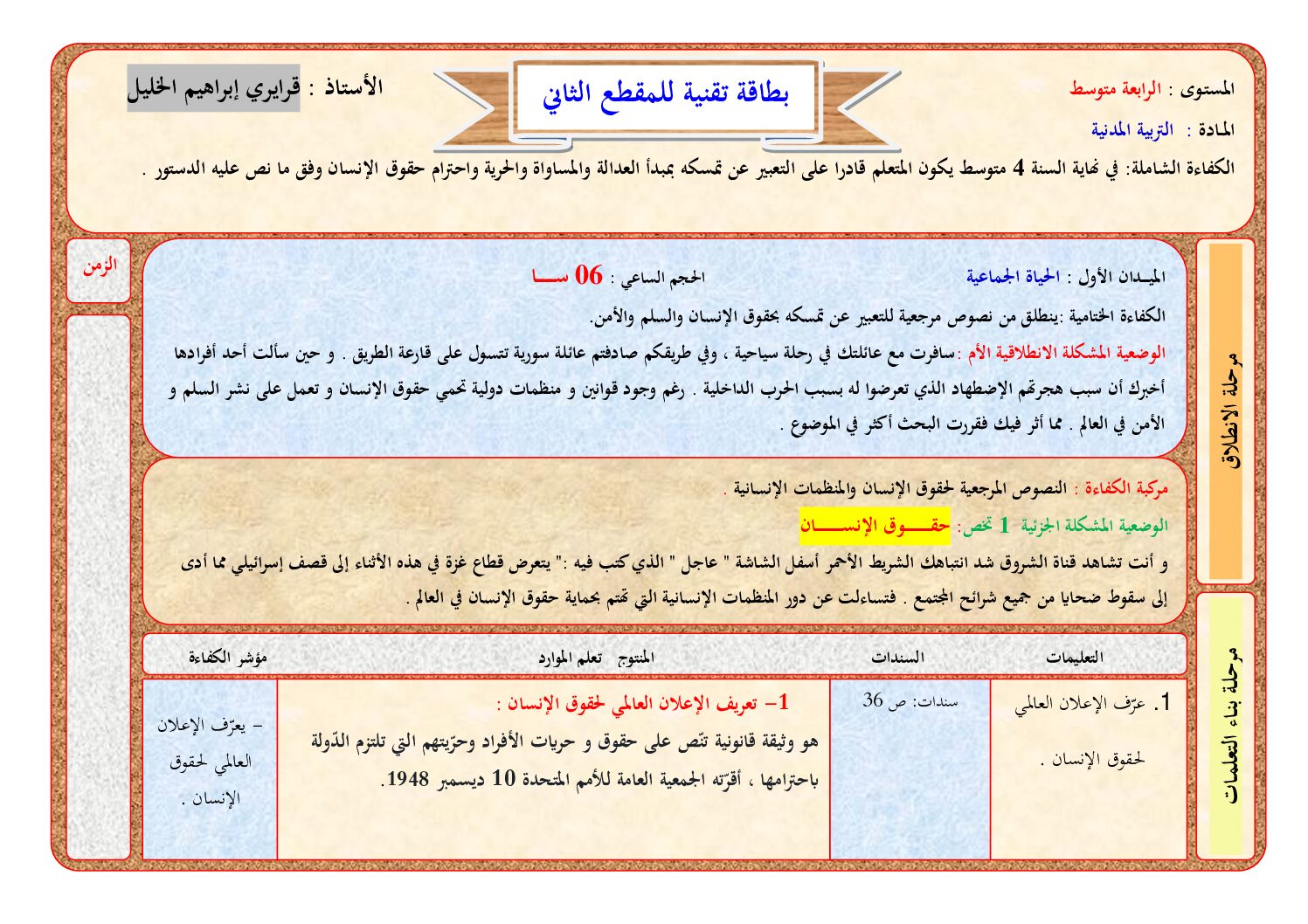 مذكرات المقطع 02 الحياة المدنية للاستاذ قرايري 4 متوسط