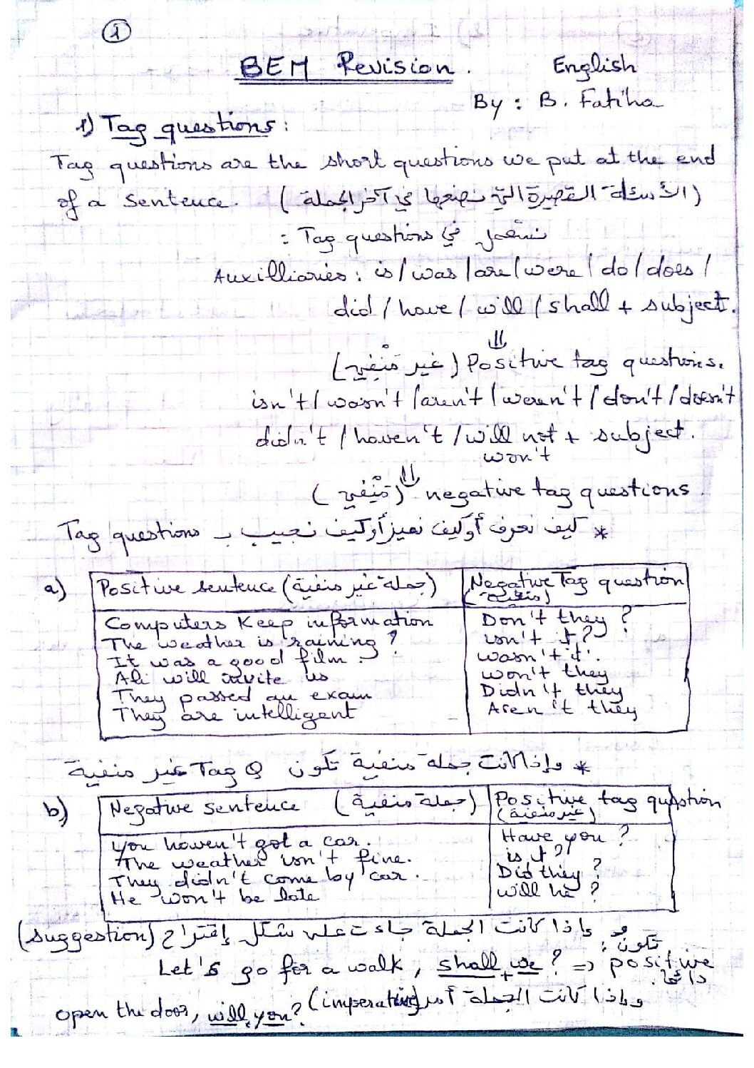 مراجعة عامة في اللغة الإنجليزية 4 متوسط