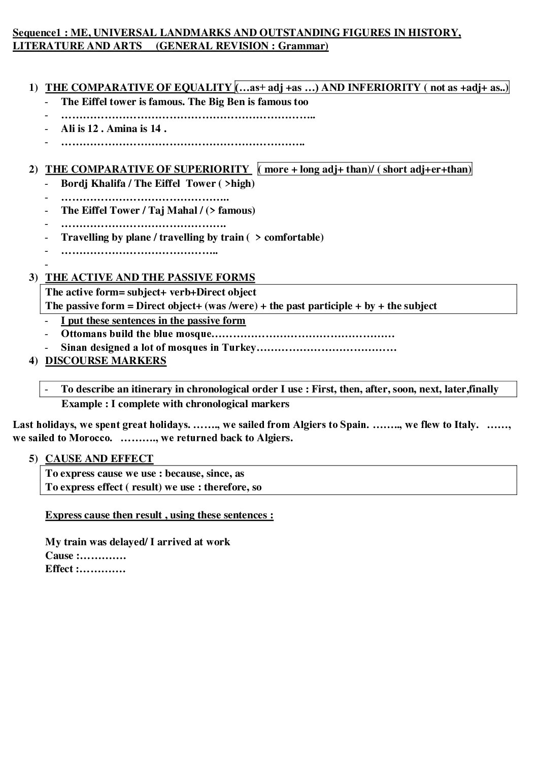 مراجعة عامة في اللغة الانجليزية 4 متوسط General revision Grammar