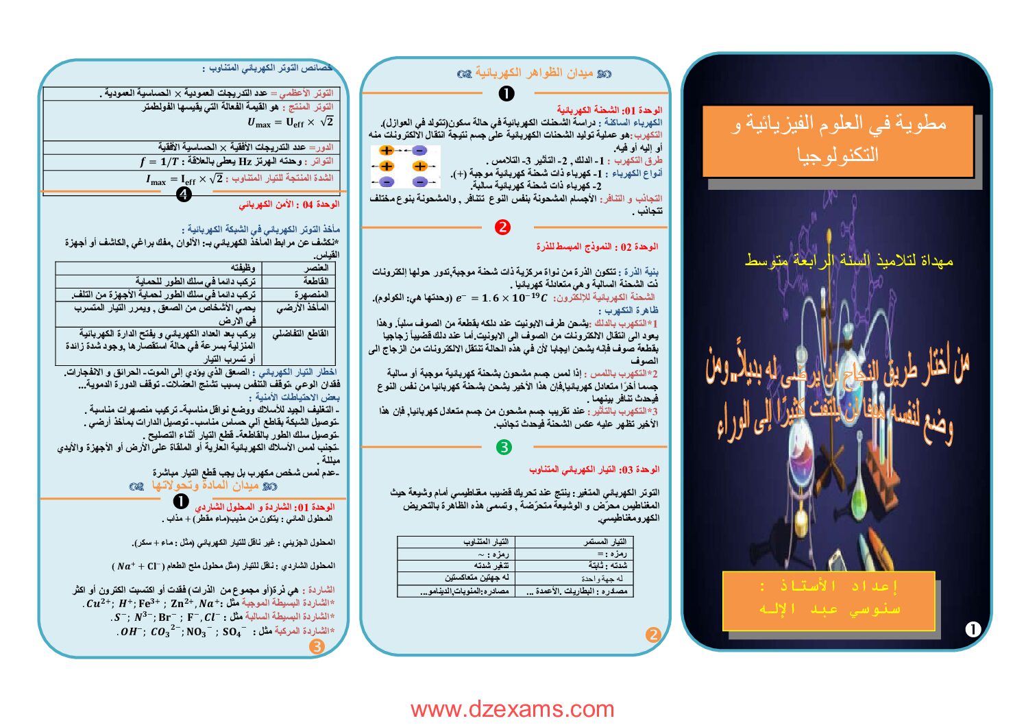 مطوية العلوم الفيزيائية من إعداد الاستاذ سنوسي عبد الاله 4 متوسط