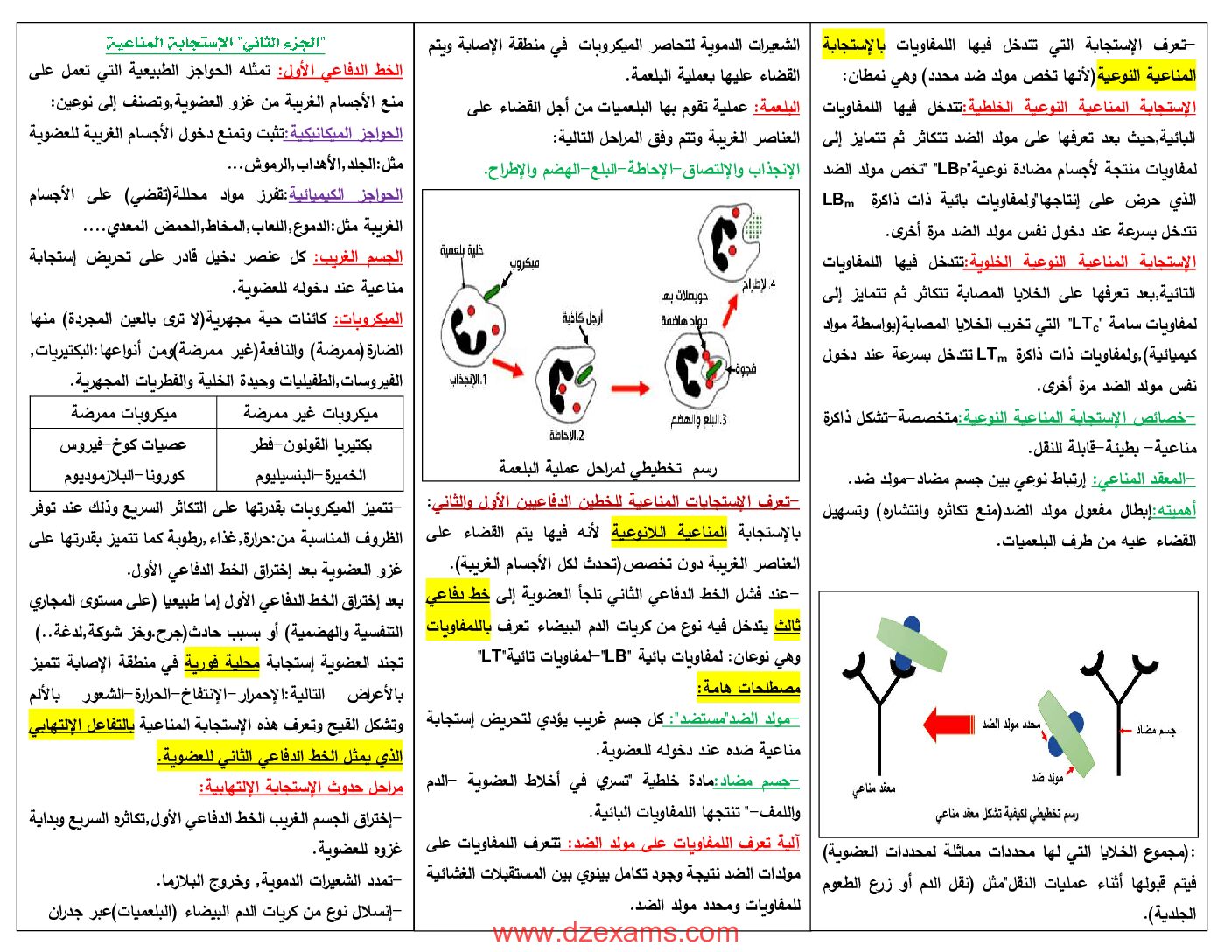 ملخص لدرس الإستجابة المناعية للأستاذ سعدي محمد الدين 4 متوسط